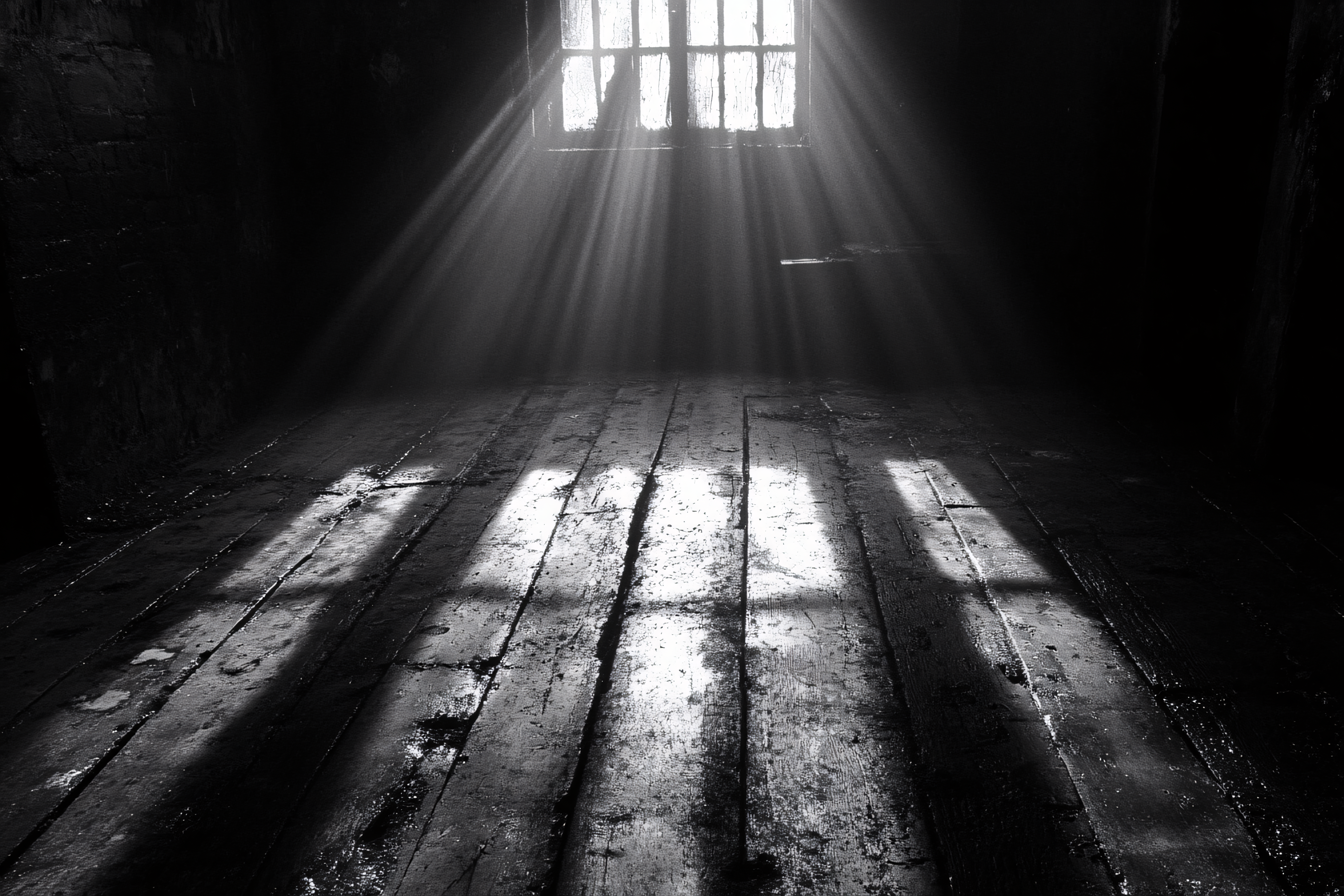 Rays of Light Through Window in Dark Room