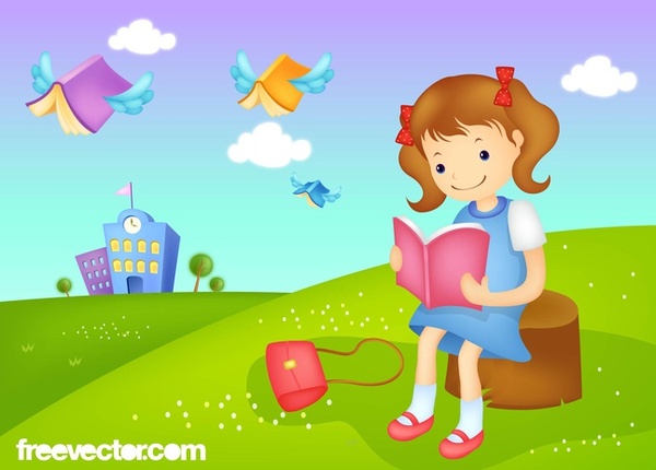 Reading Girl Free Vector