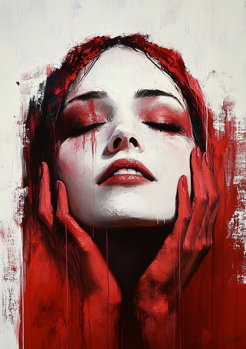 Red Abstract Female Portrait
