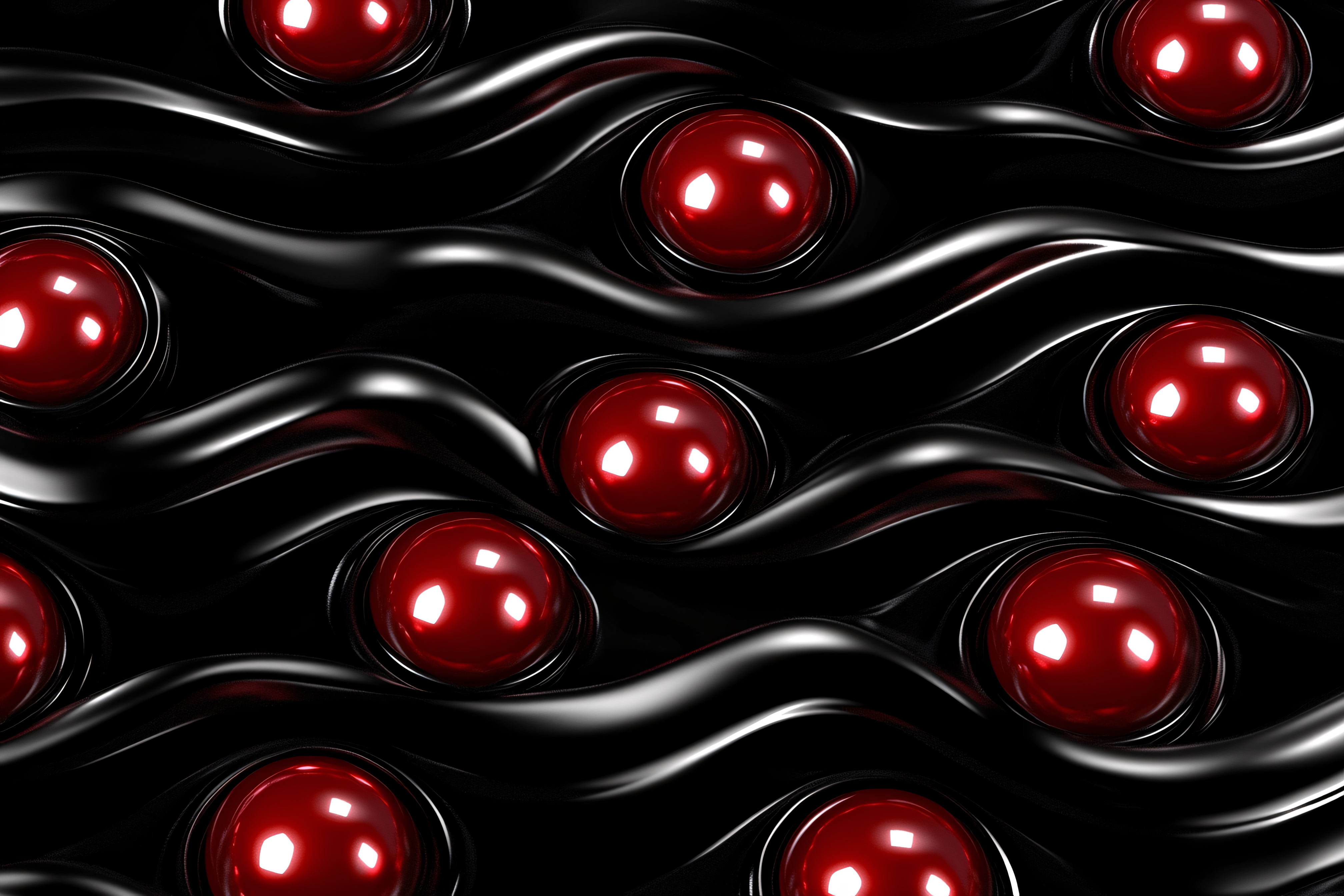 Red And Black Glossy Sphere Pattern