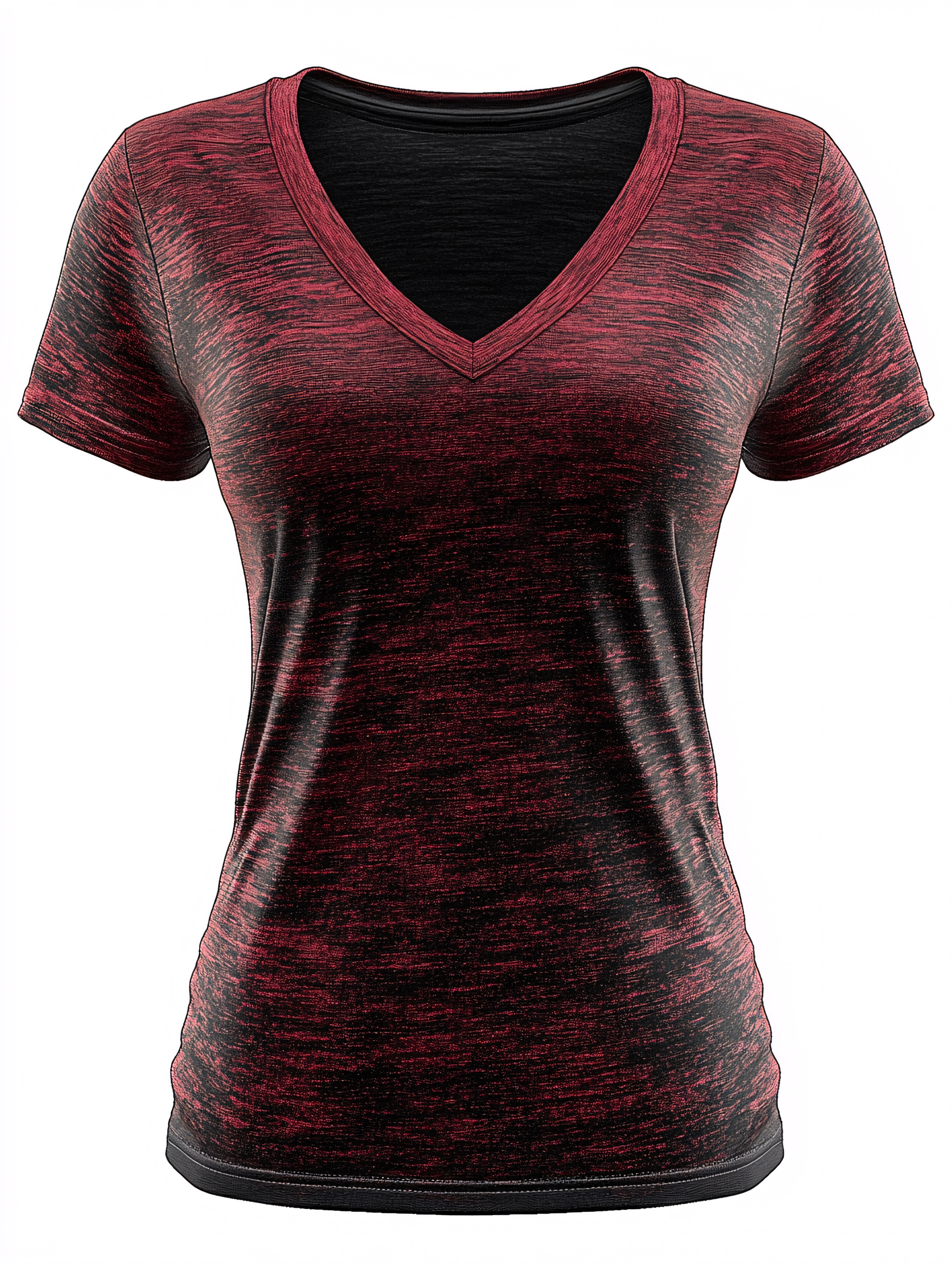 Red And Black Heather V-Neck T-Shirt
