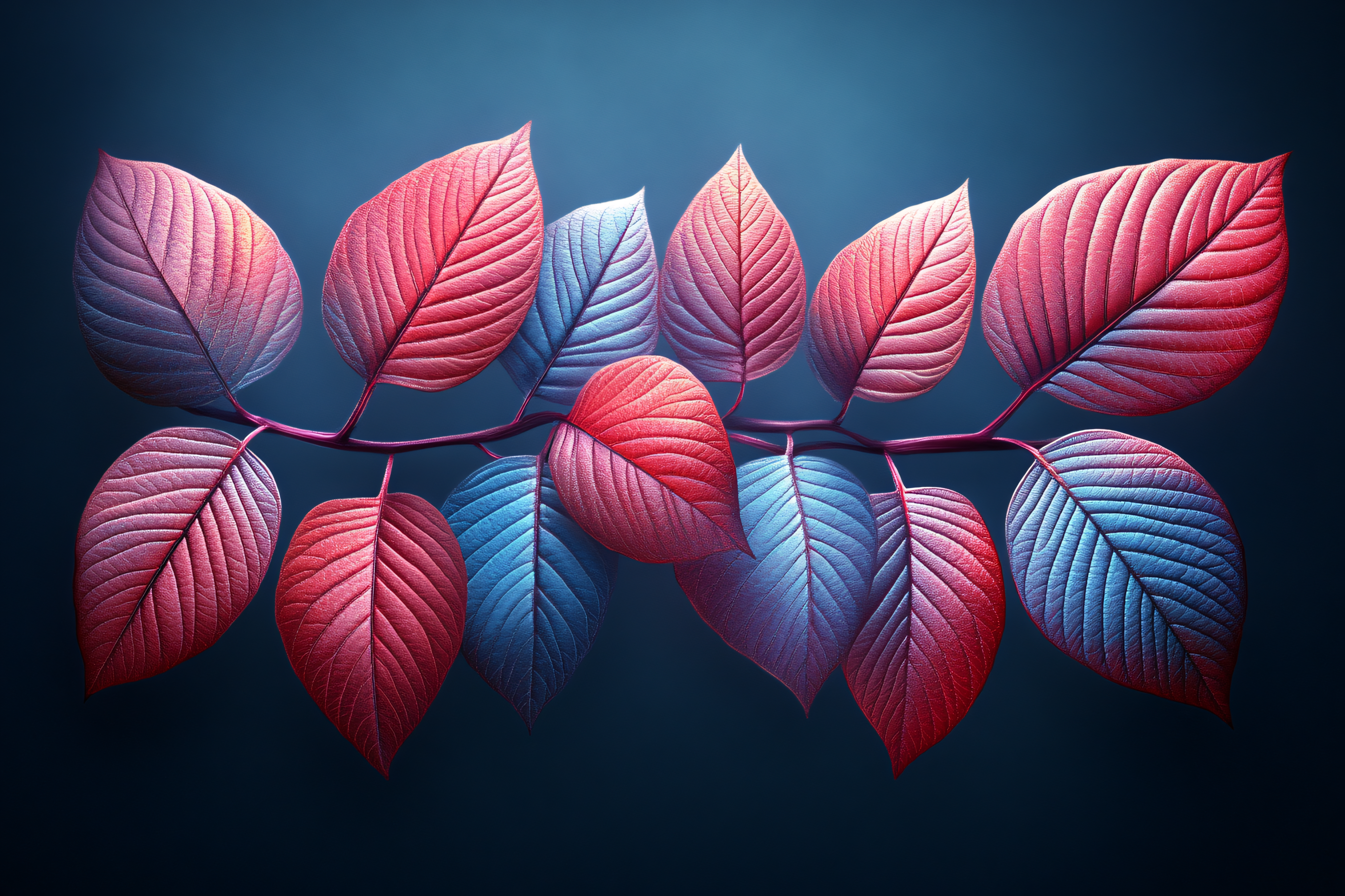 Red and Blue Botanical Branch
