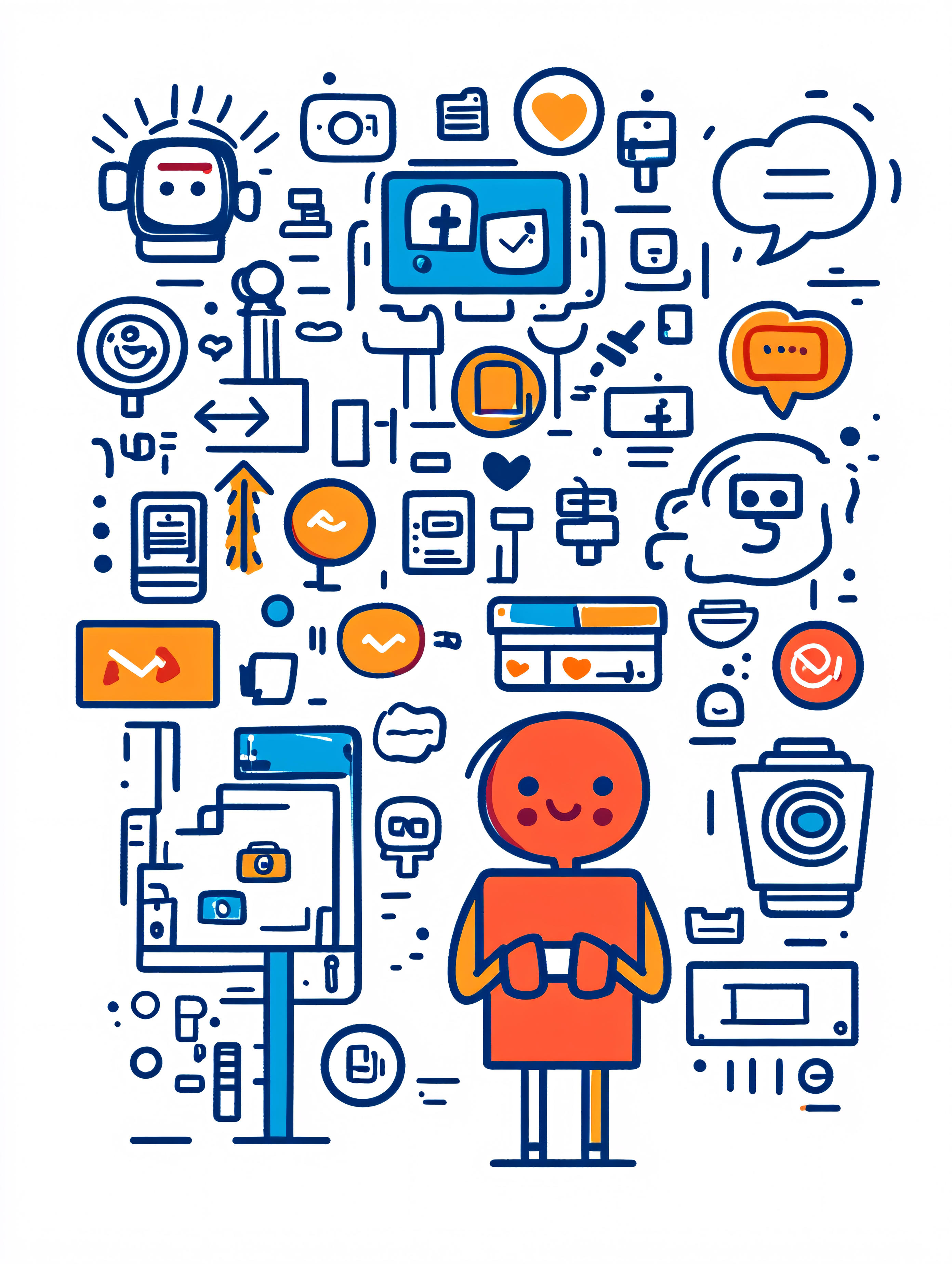 Red and Orange man and communication icons