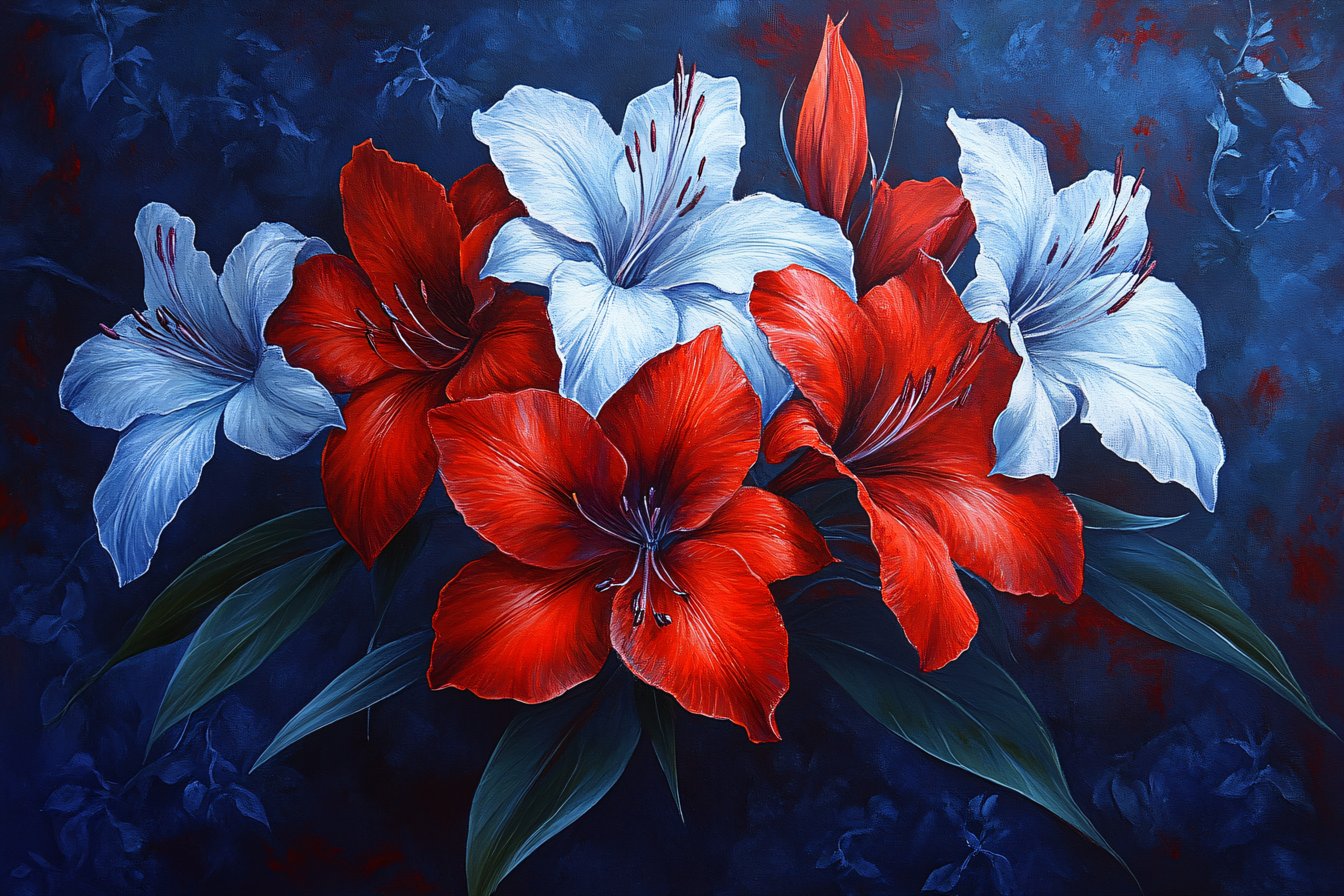 Red and White Lilies