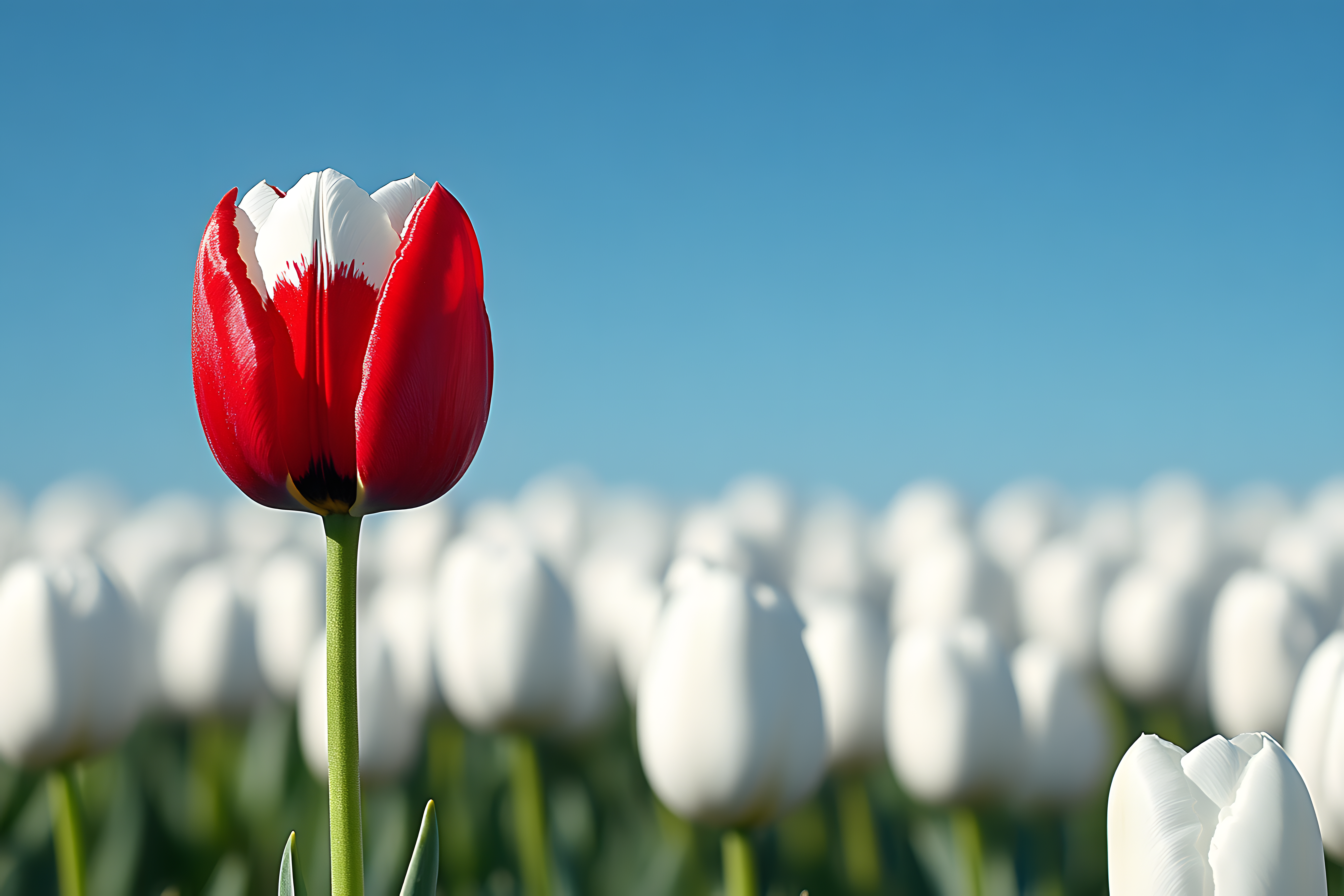 Red And White Tulip Field