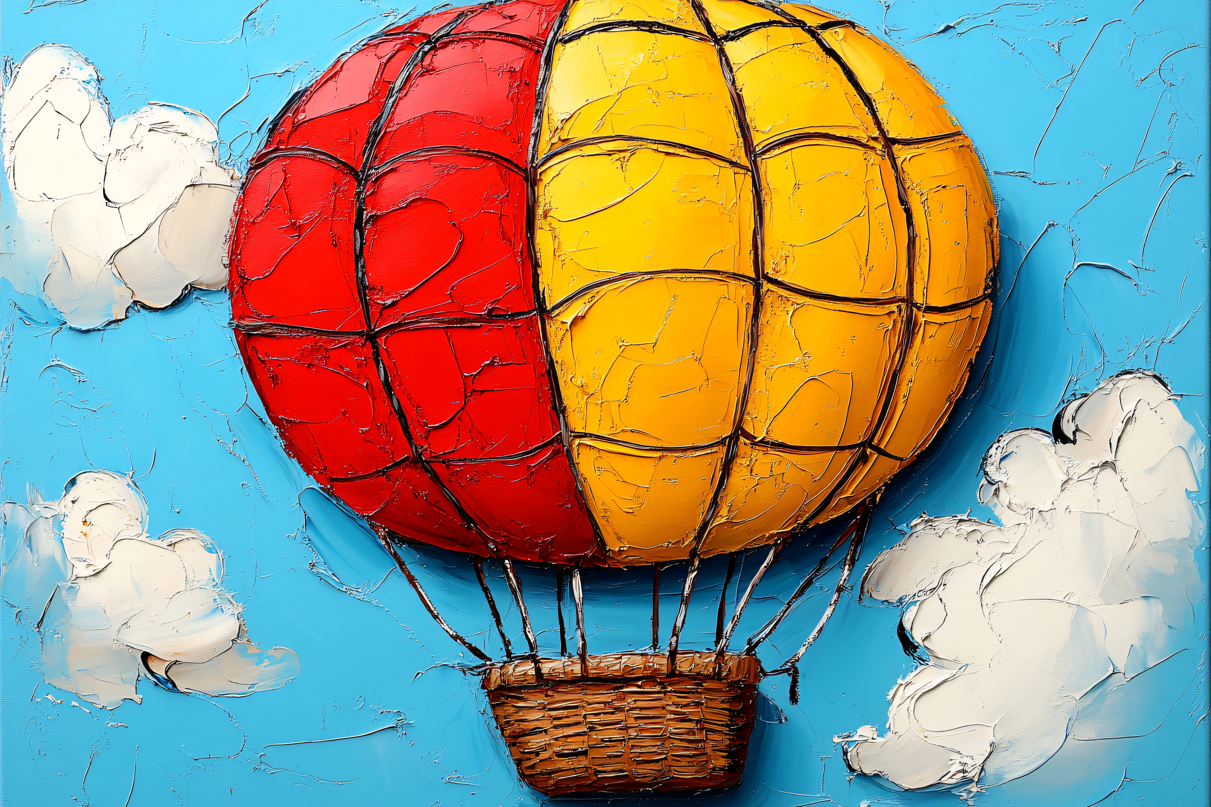 Red And Yellow Hot Air Balloon Painting