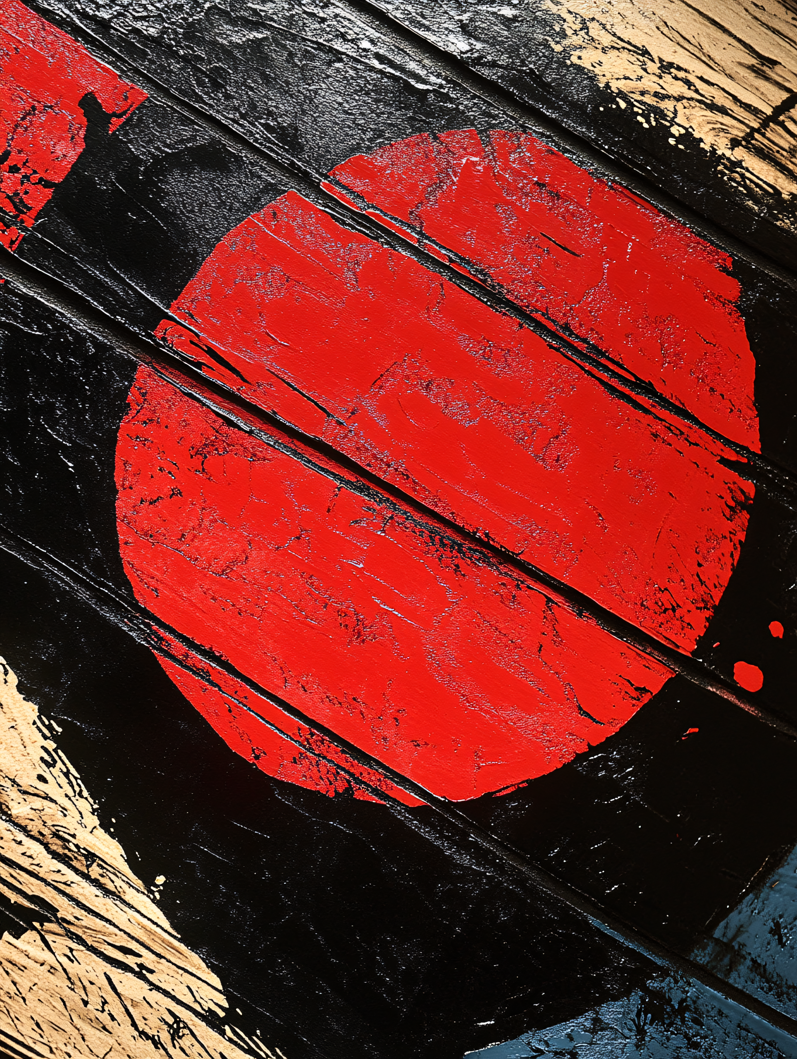 Red Circle On Wood Texture