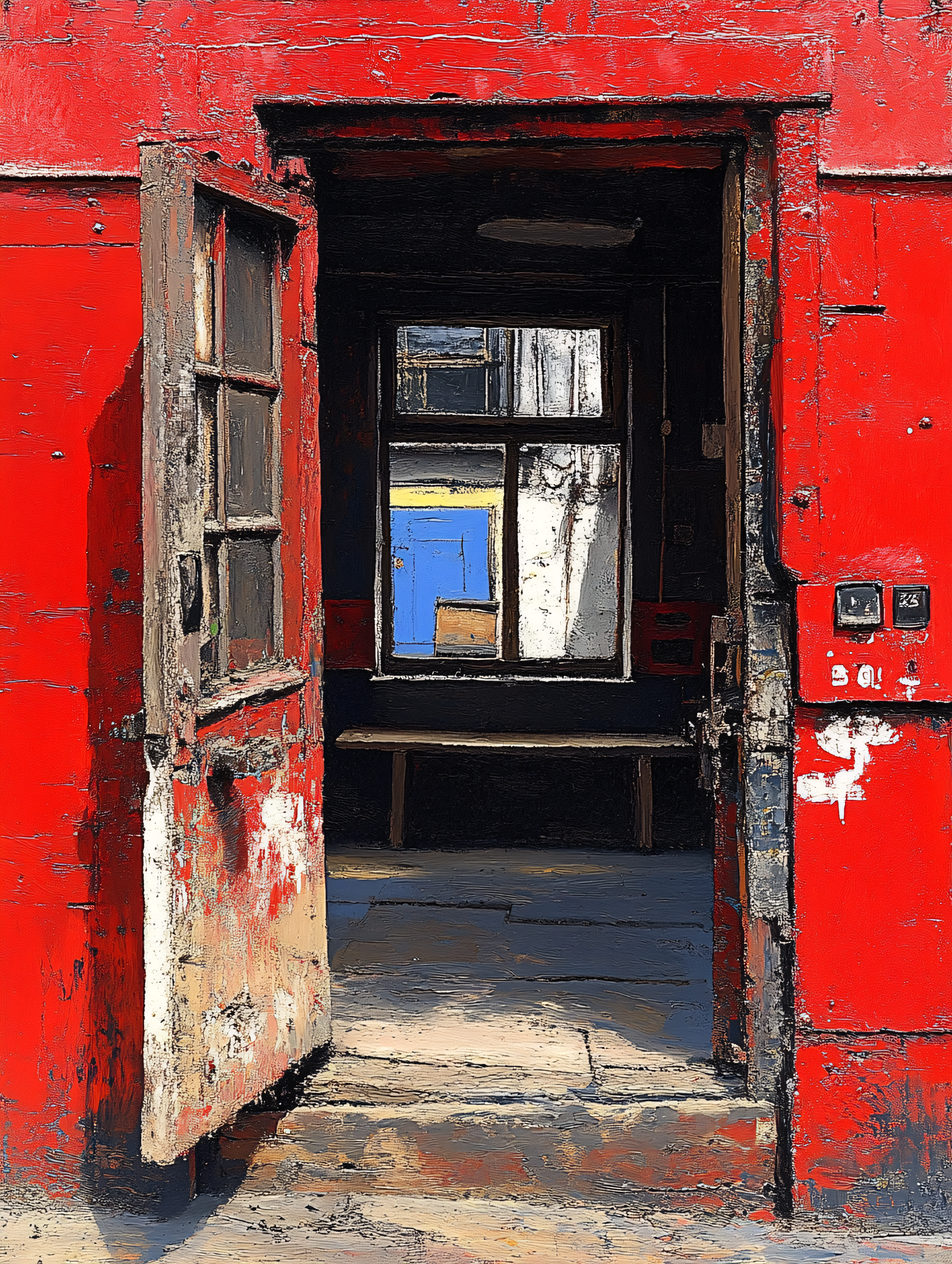 Red Doorway with Window