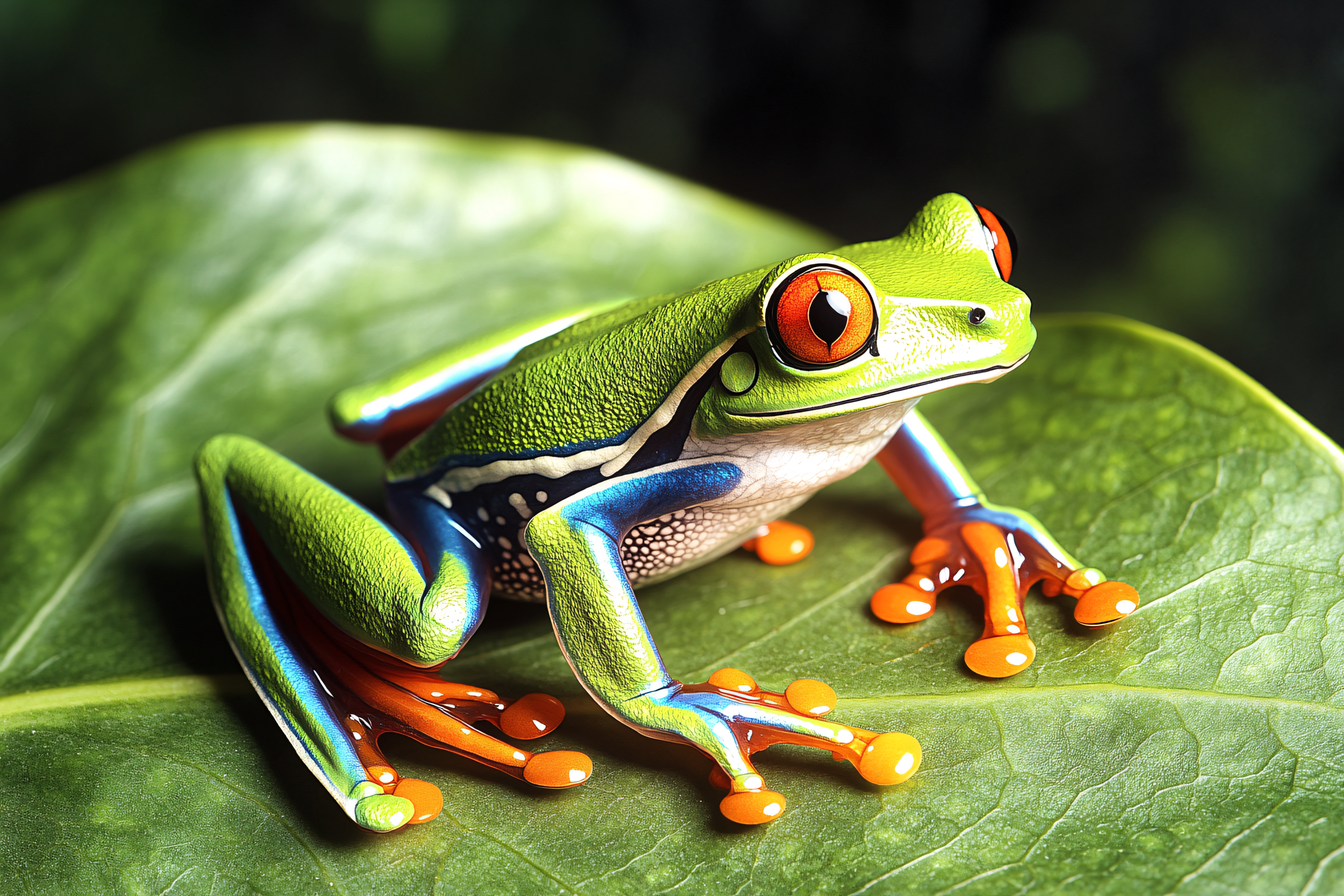 Red Eyed Tree Frog On Leaf