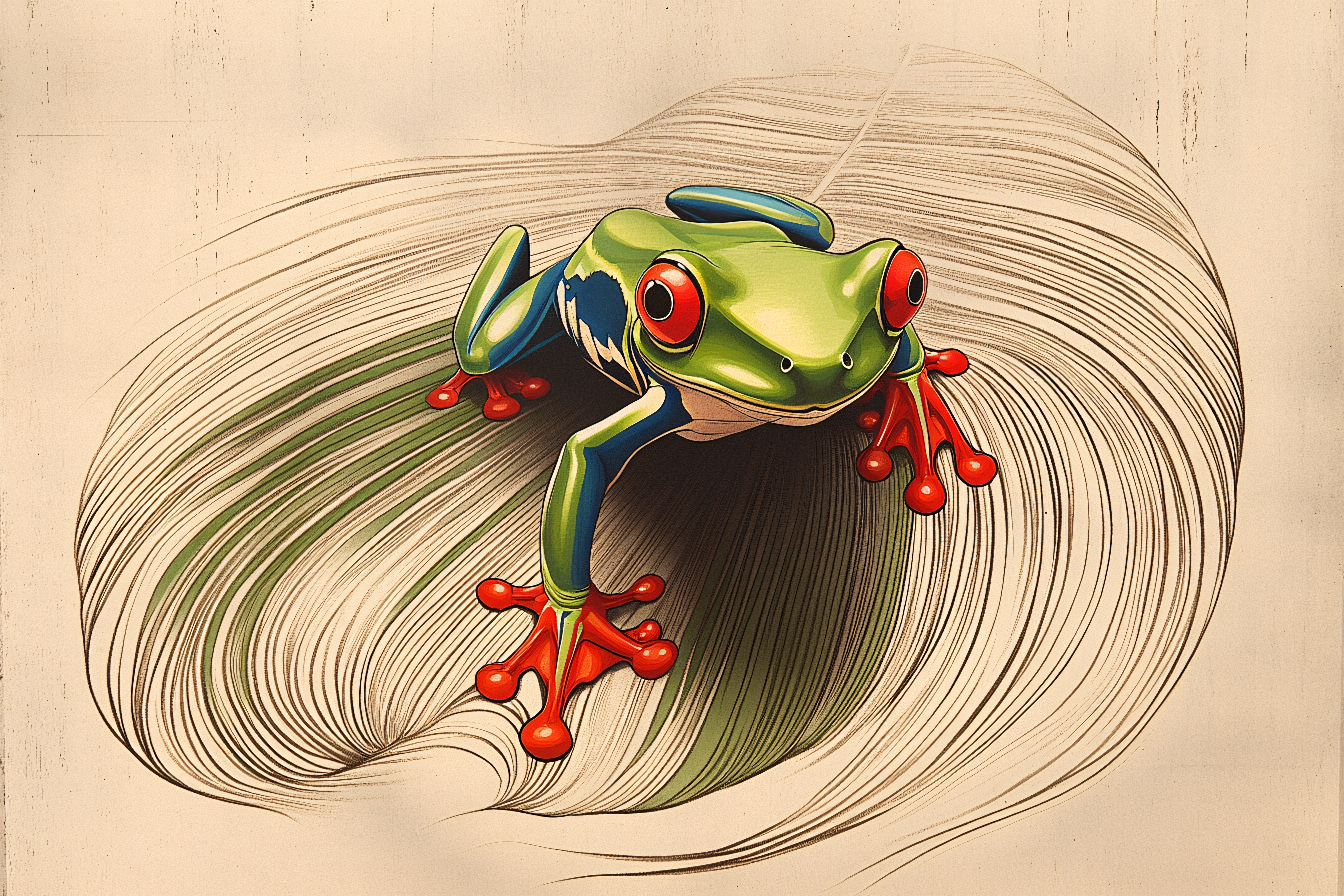 Red Eyed Tree Frog On Leaf