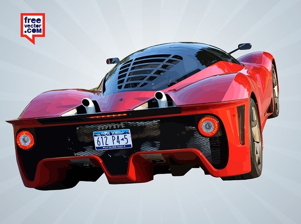 Red Ferrari Rear Free Vector