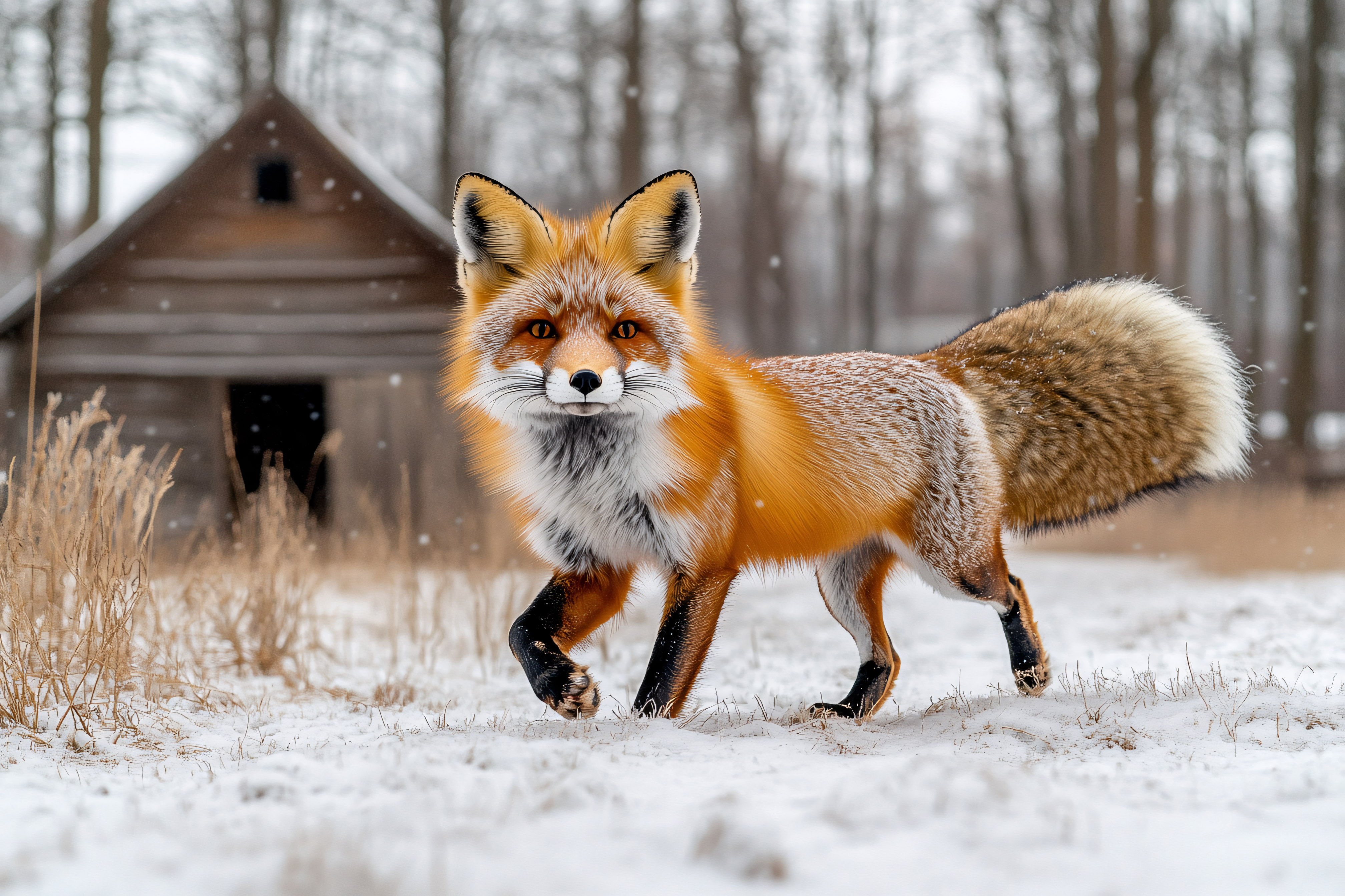 Red Fox in Winter Snow