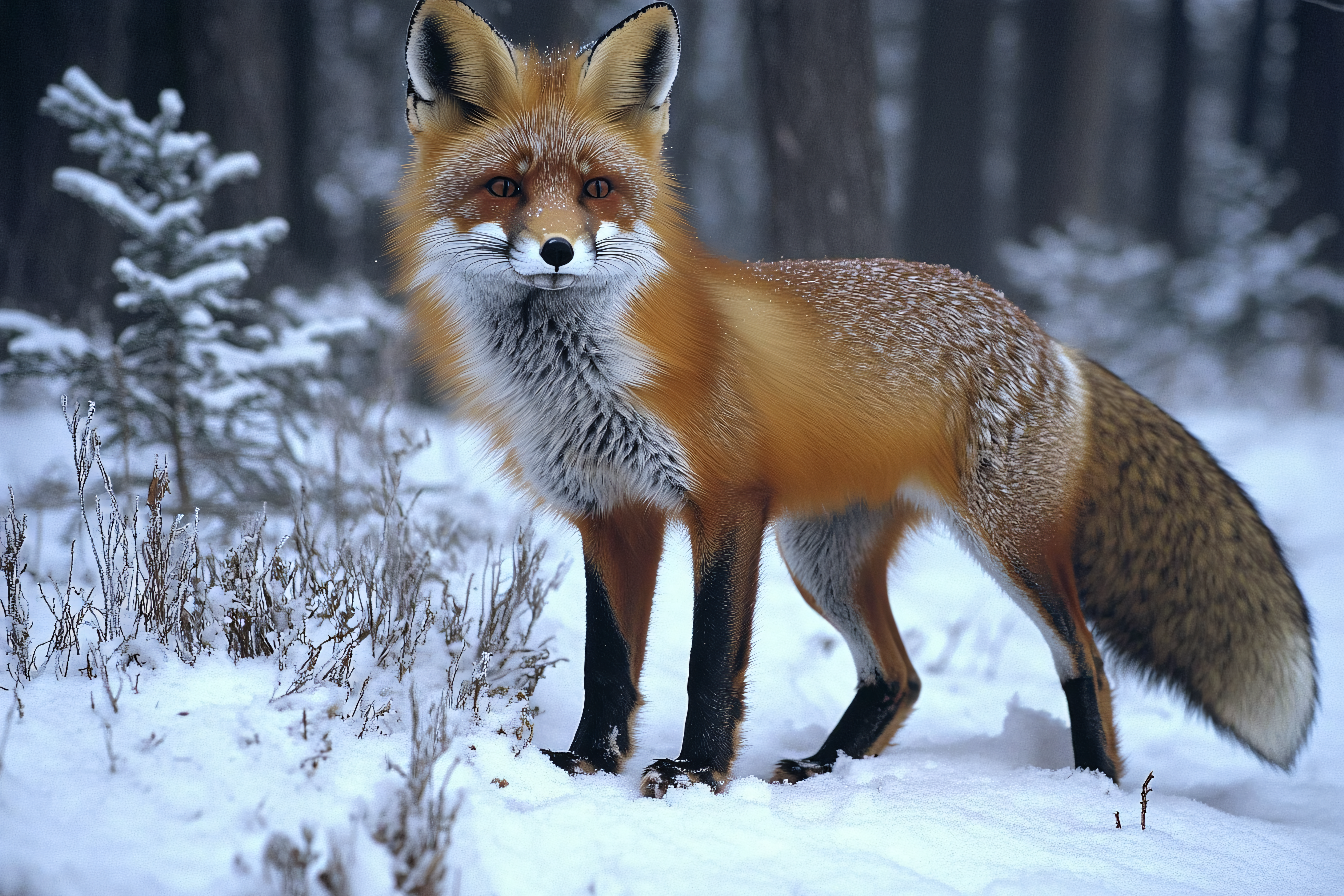 Red Fox In Winter Snow