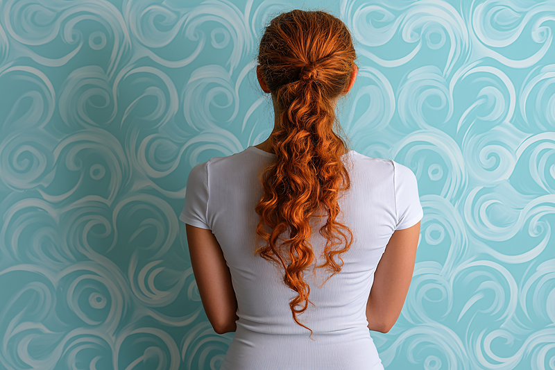 Red-Haired Woman in White Shirt