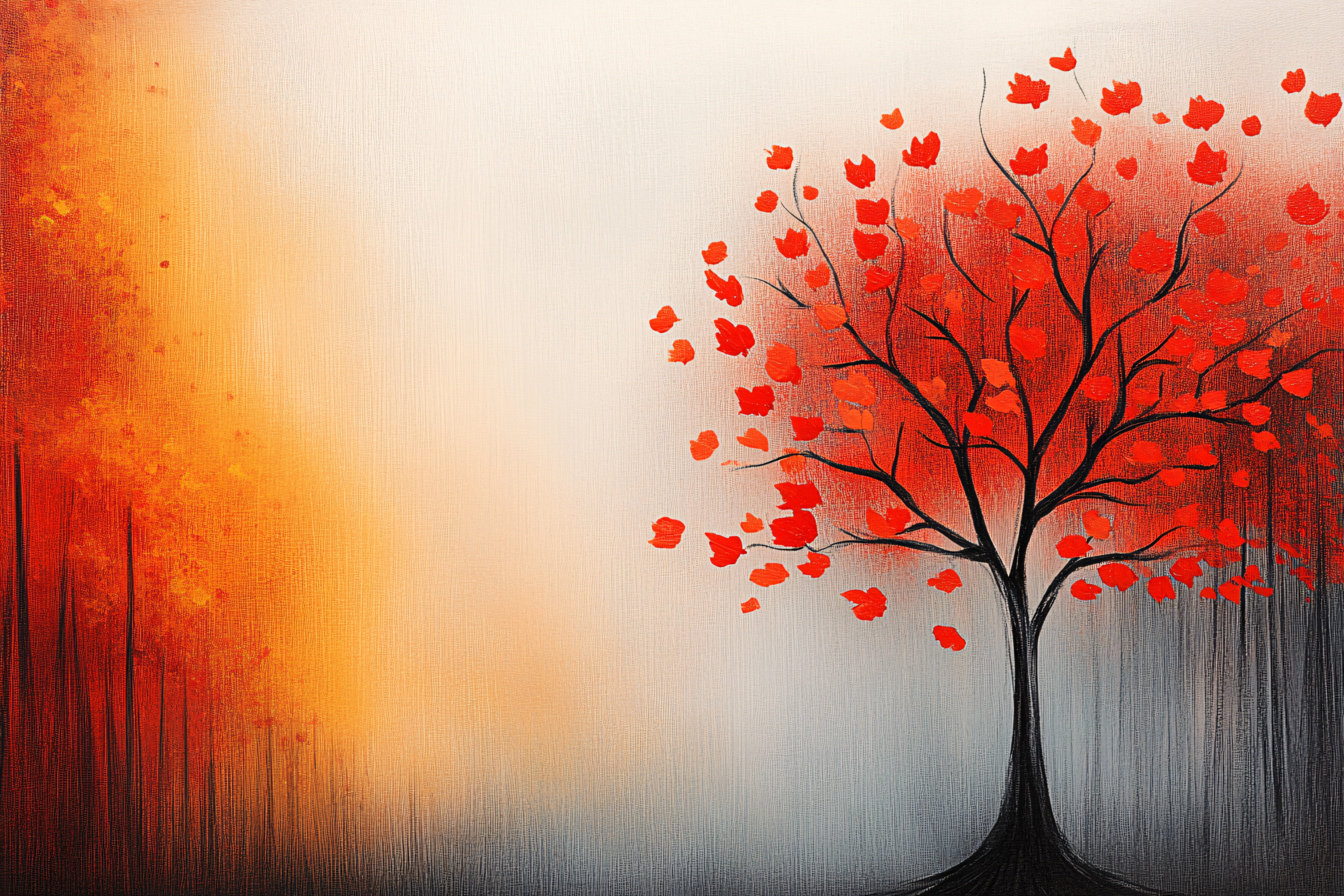 Red Leaf Tree Painting