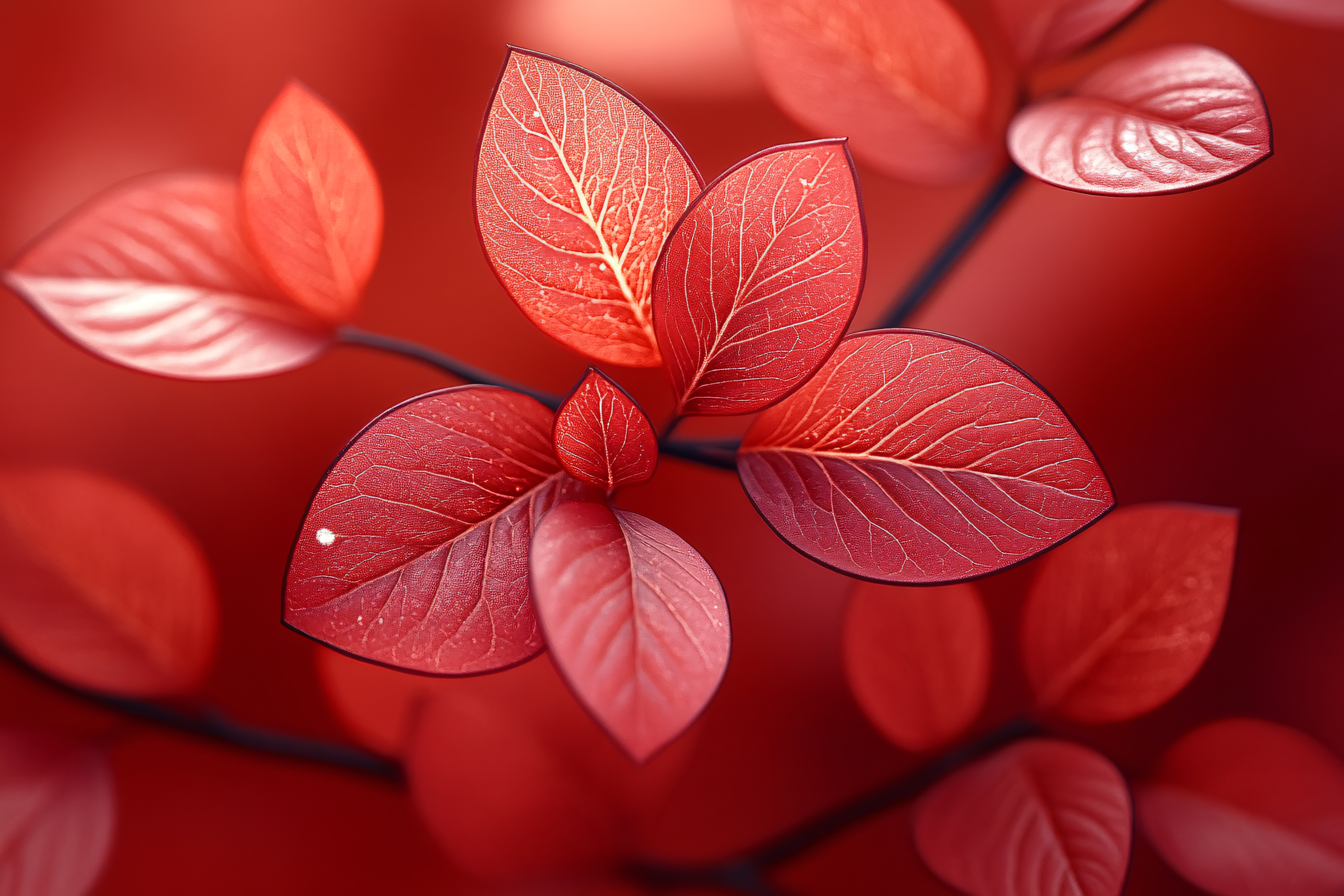 Red Leaves Veins