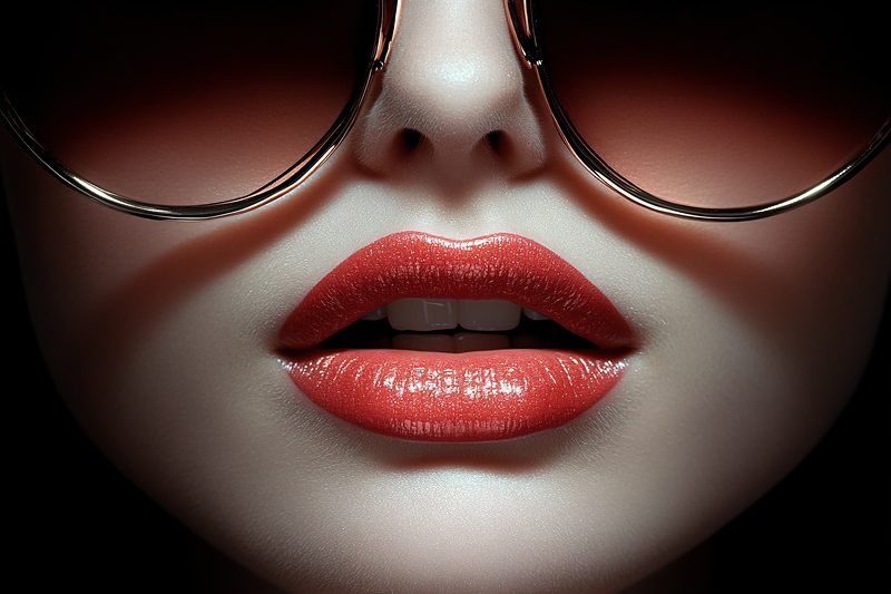 Red Lips With Sunglasses