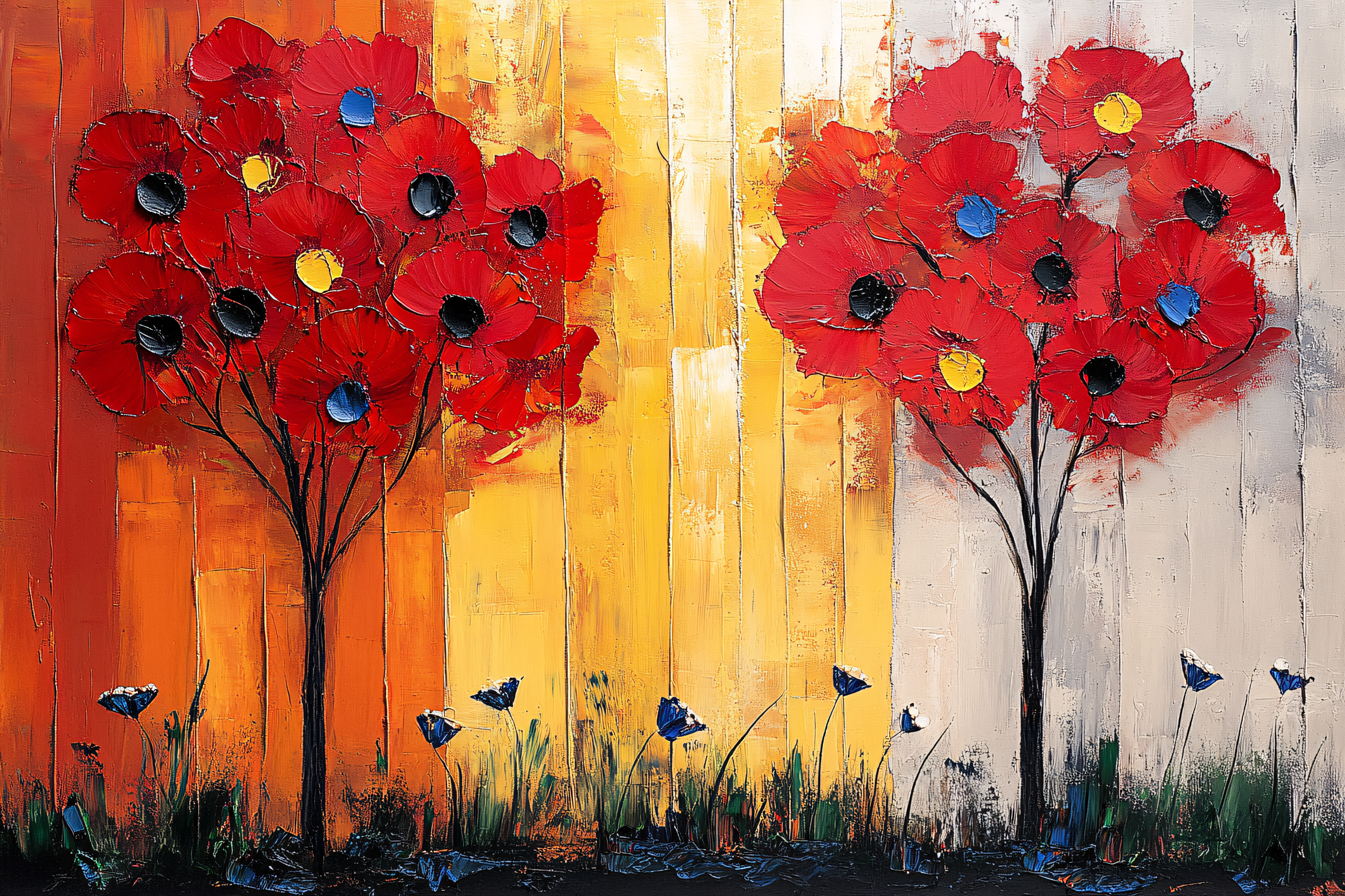 Red Poppy Flowers Painting