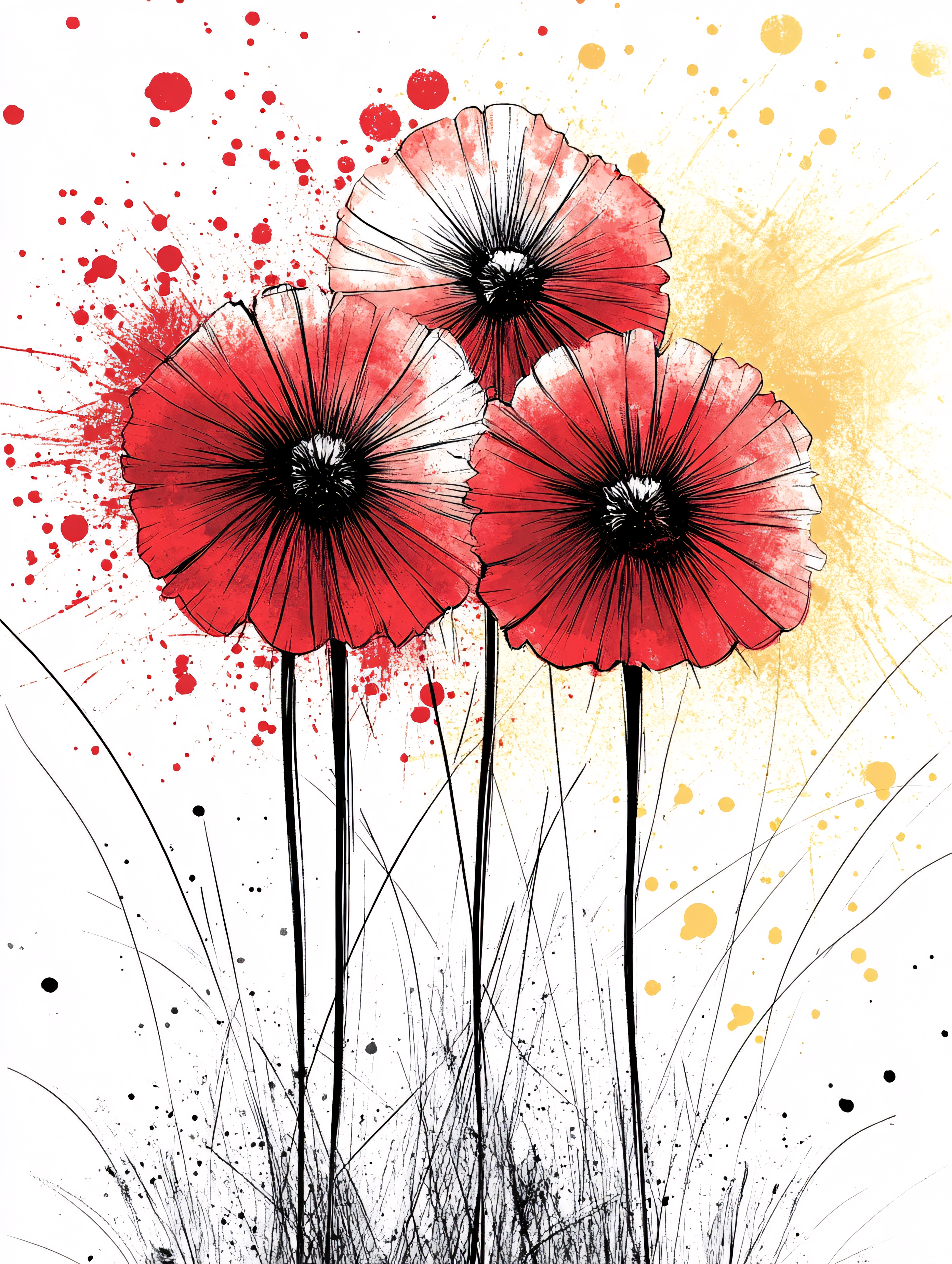 Red Poppy Splatter