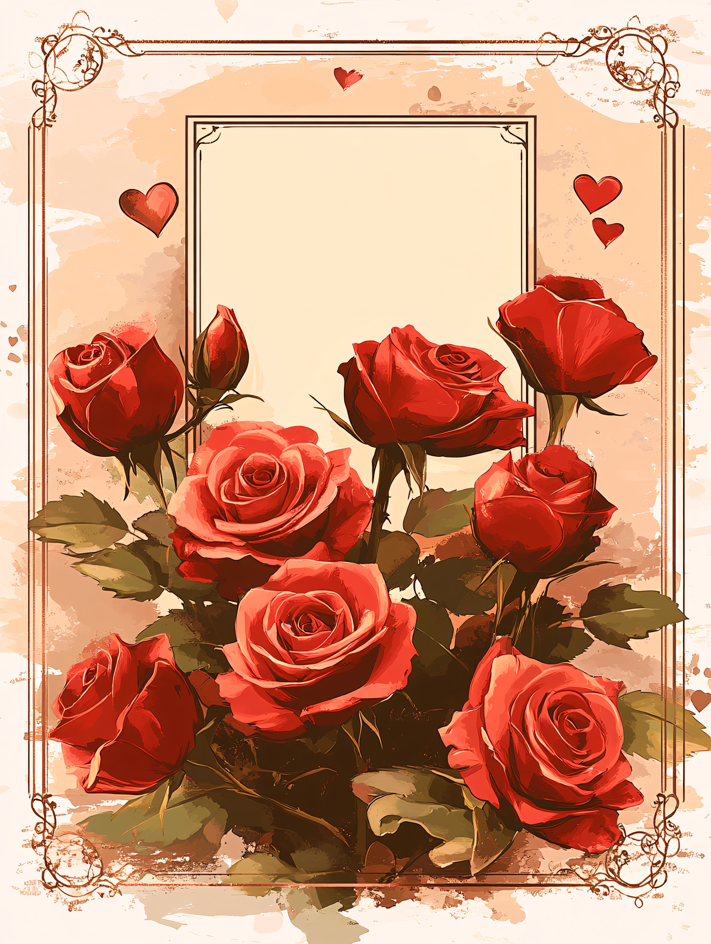 Red Roses and Heart Frame