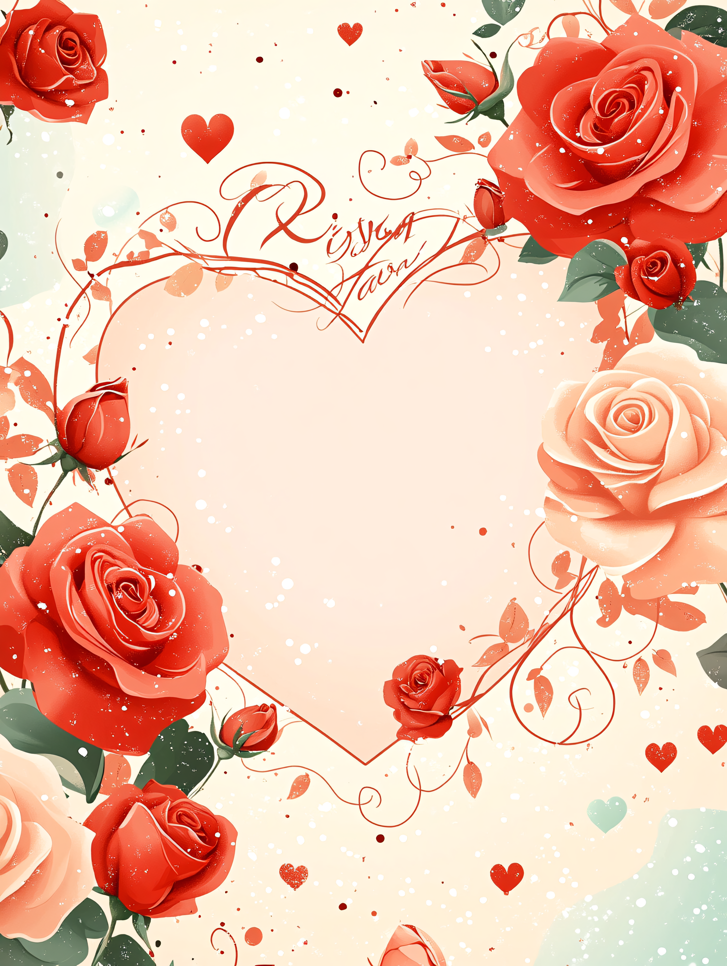 Red Roses and Heart Frame