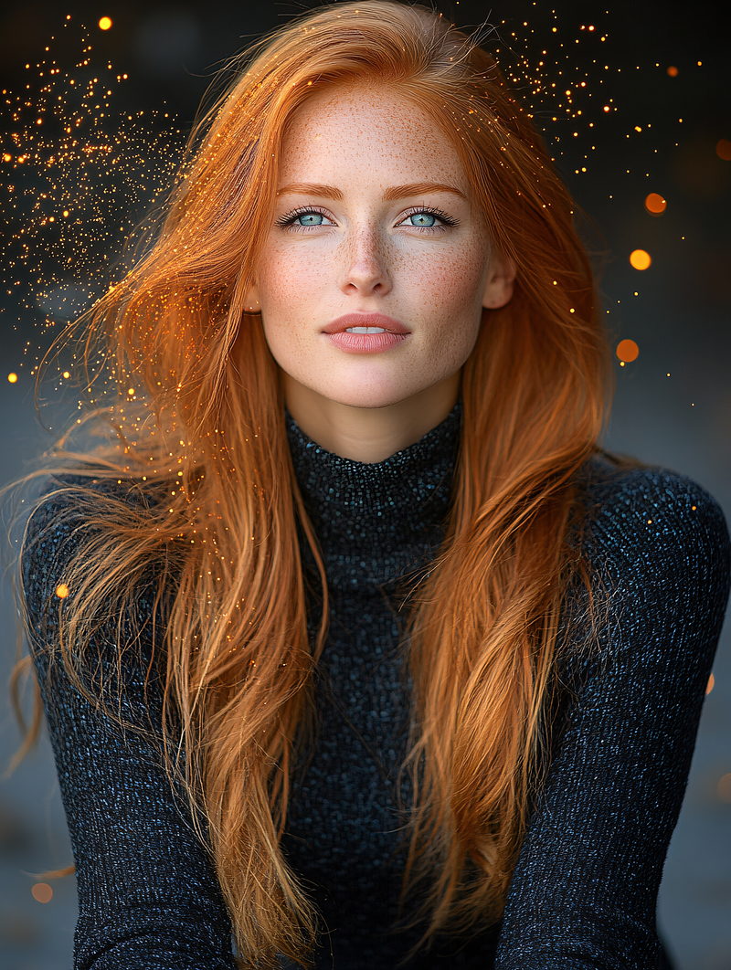 Red-Haired Woman with Sparkles