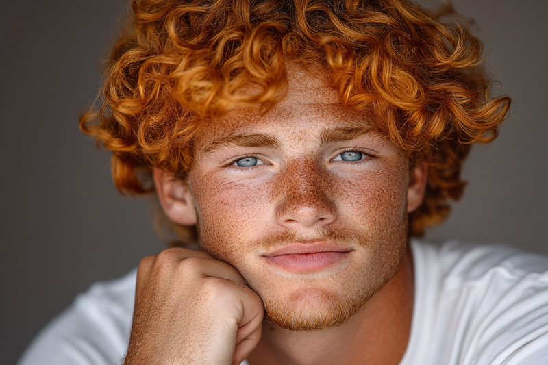 Redhead Man Leaning on Hand