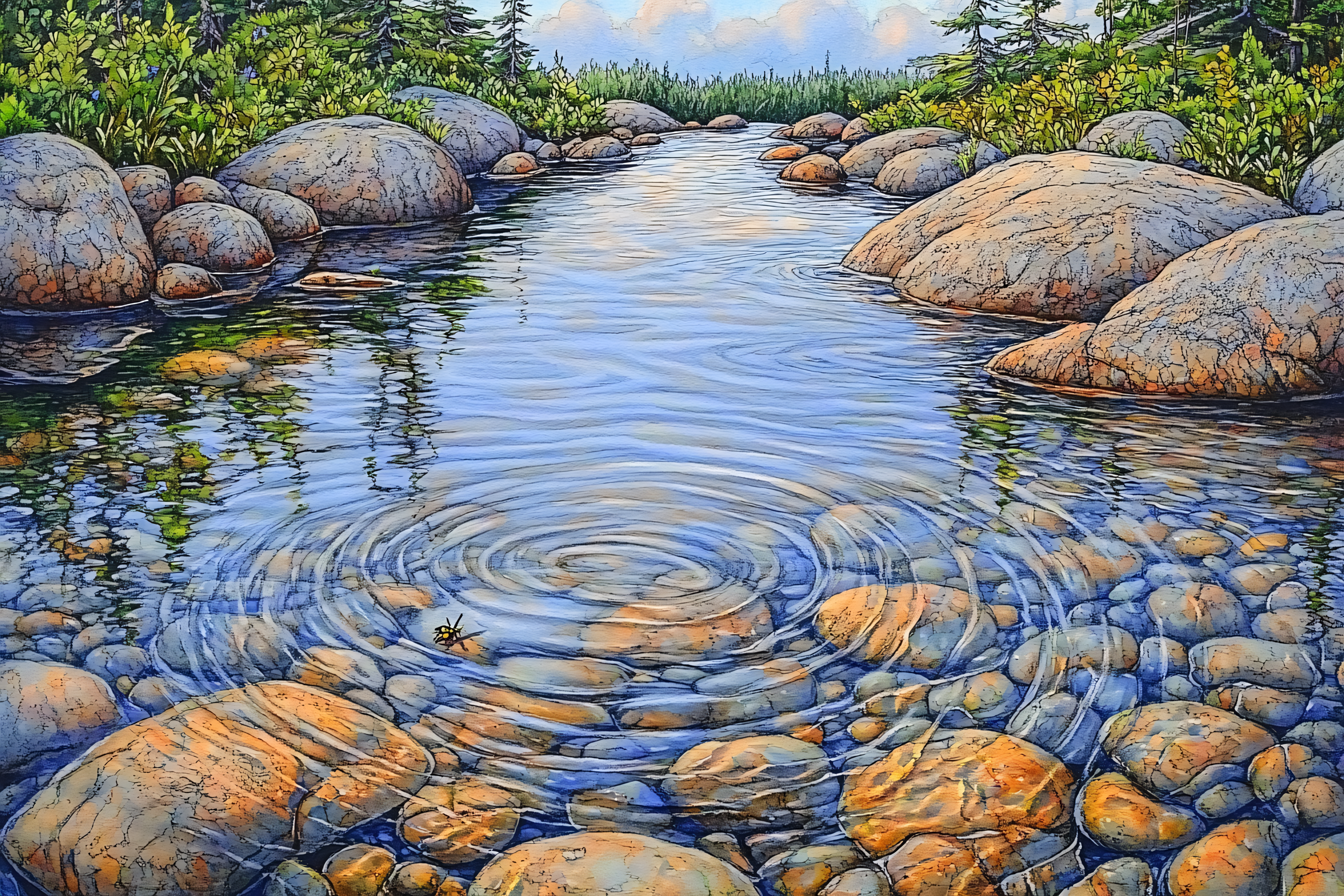Reflections in a Clear Stream