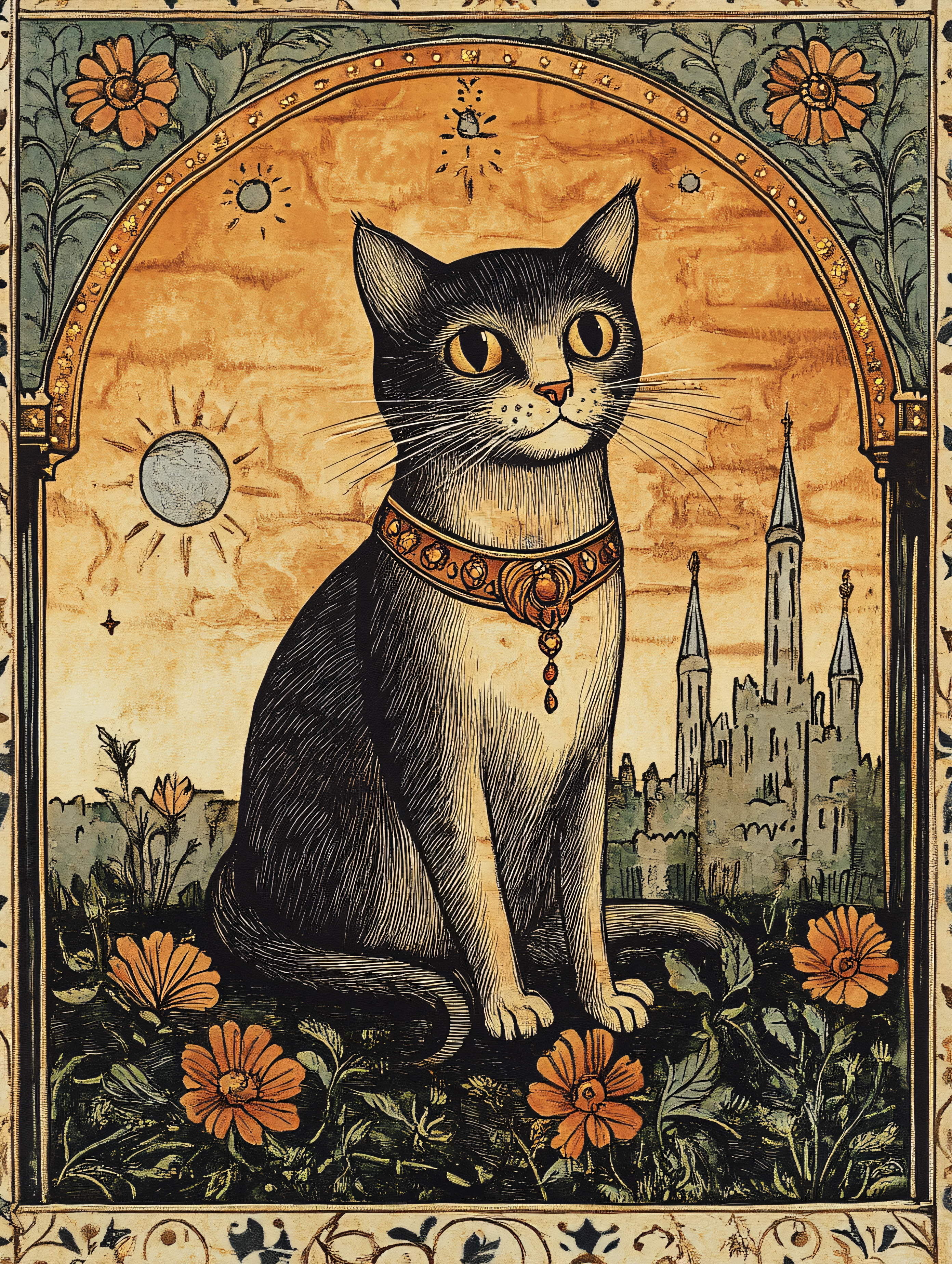 Regal Cat In Medieval Setting