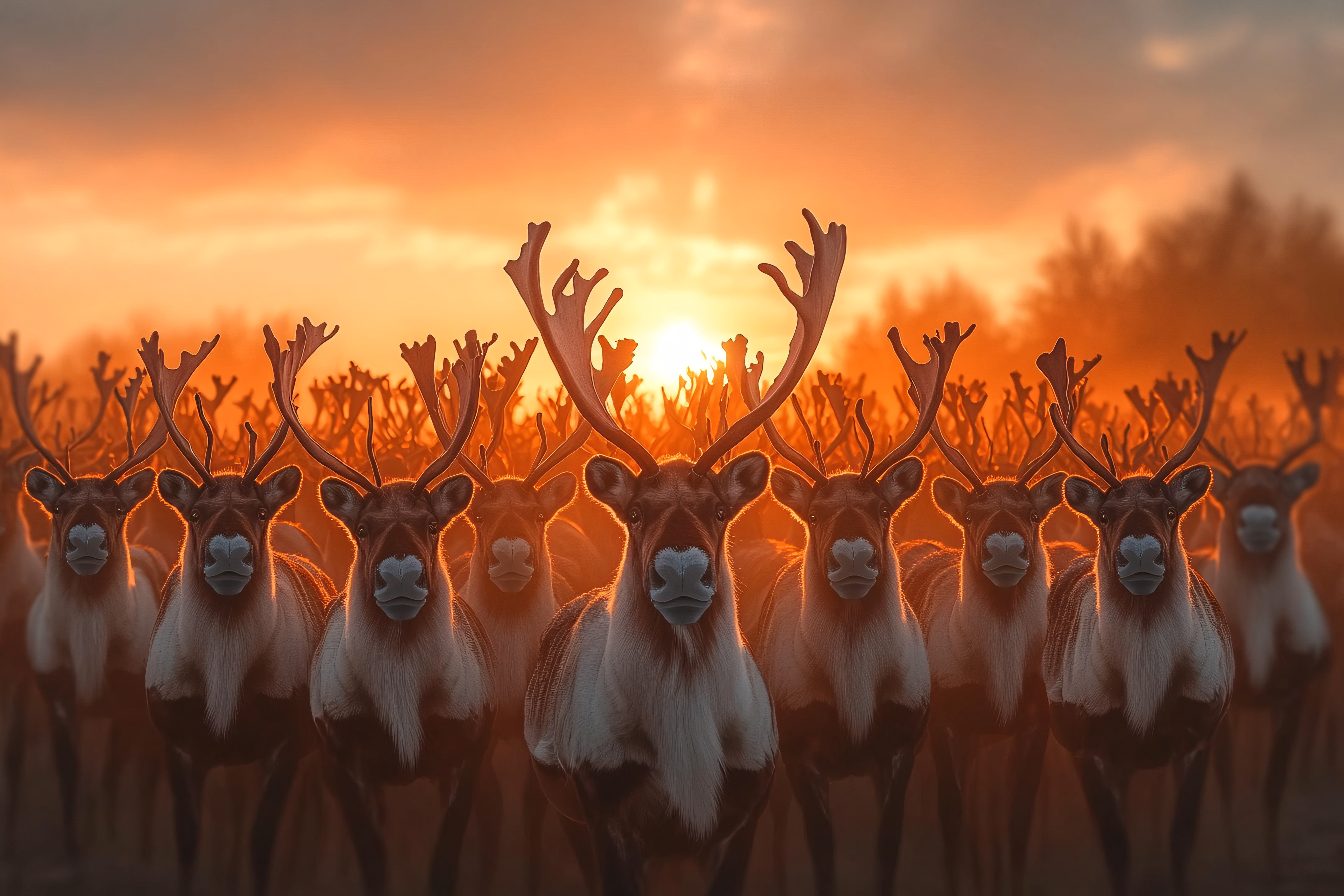 Reindeer Herd at Golden Hour