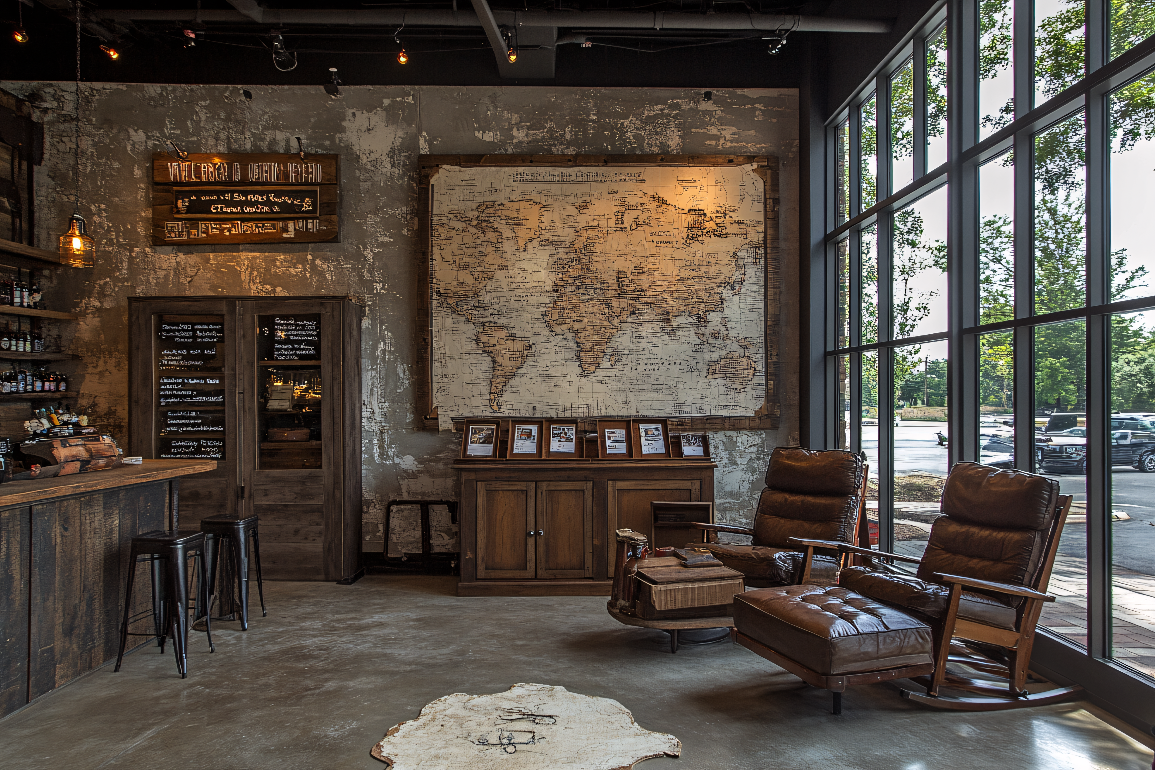 Relaxing Lounge With World Map Decor
