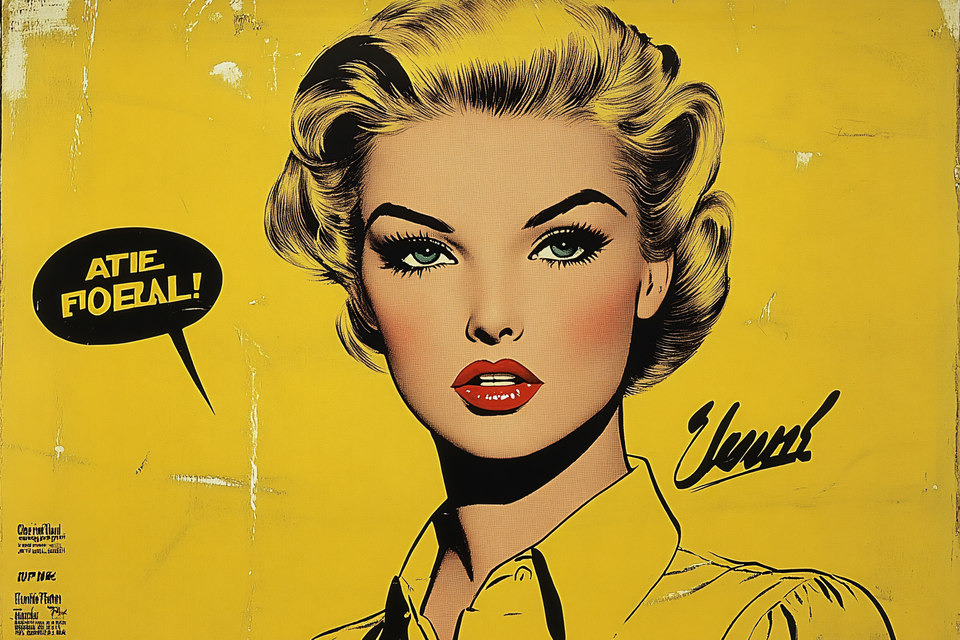 Retro Blonde Woman with Speech Bubble