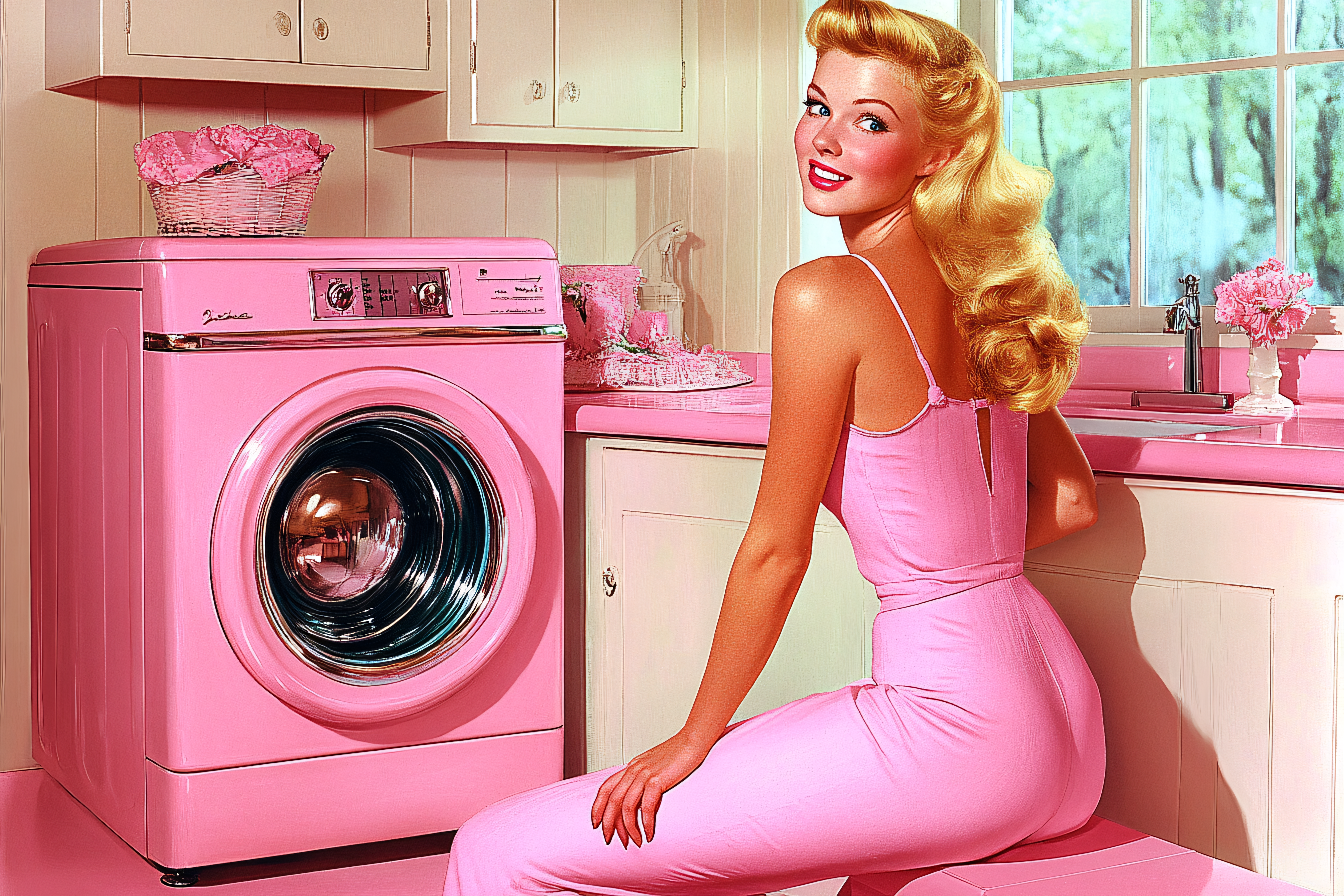 Retro Pink Laundry Day
