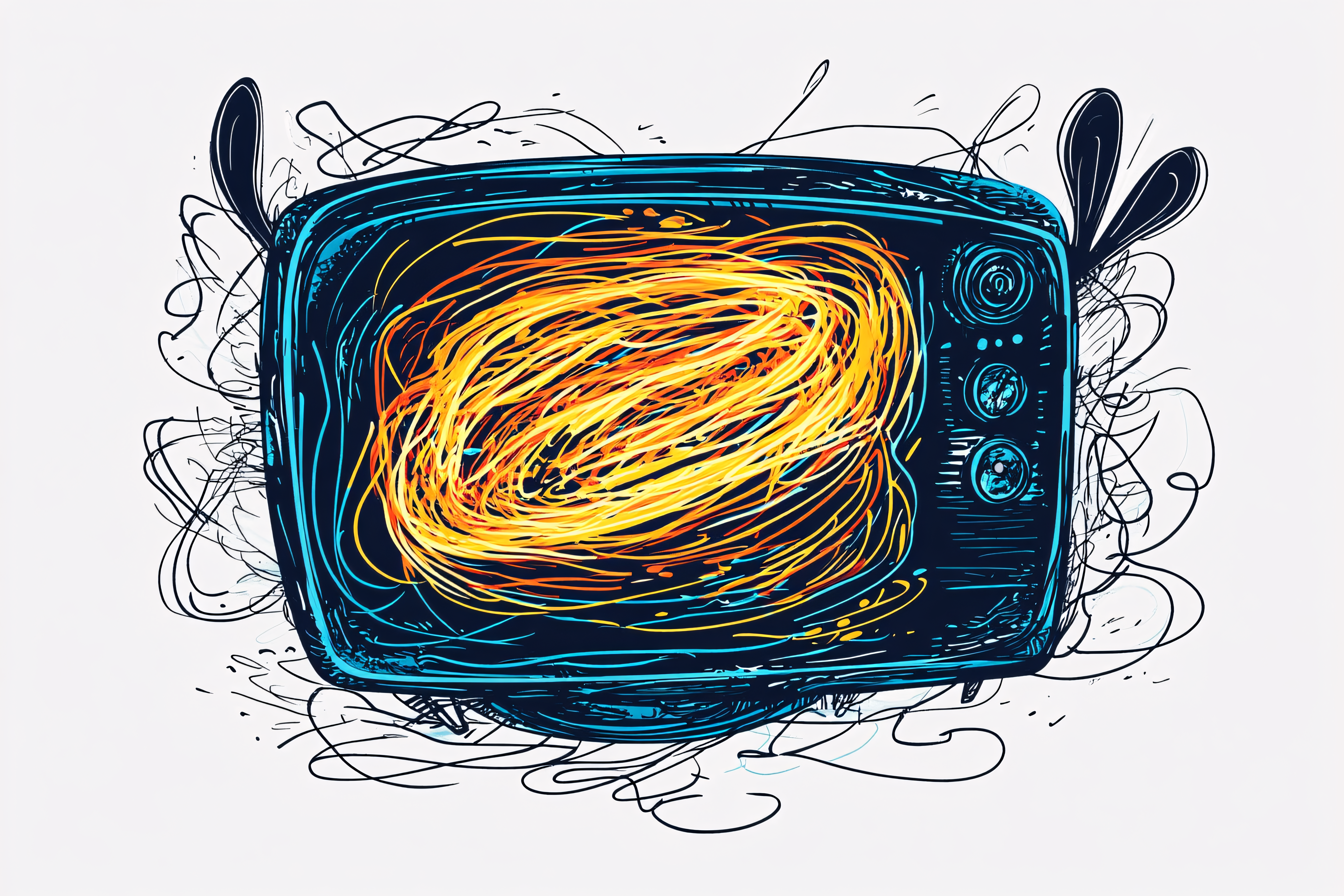 Retro Television with Abstract Flames
