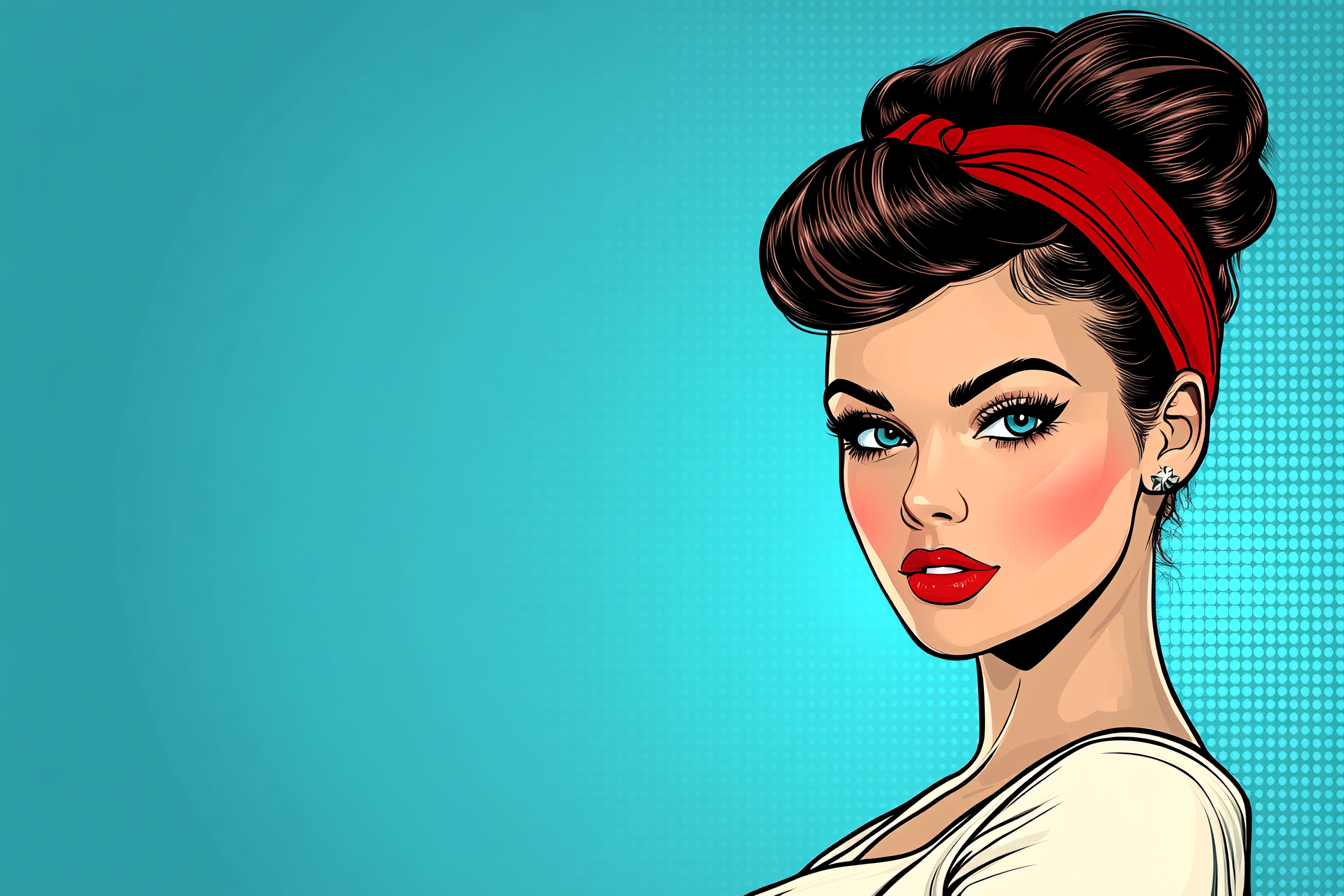 Retro Woman Portrait with Red Headband