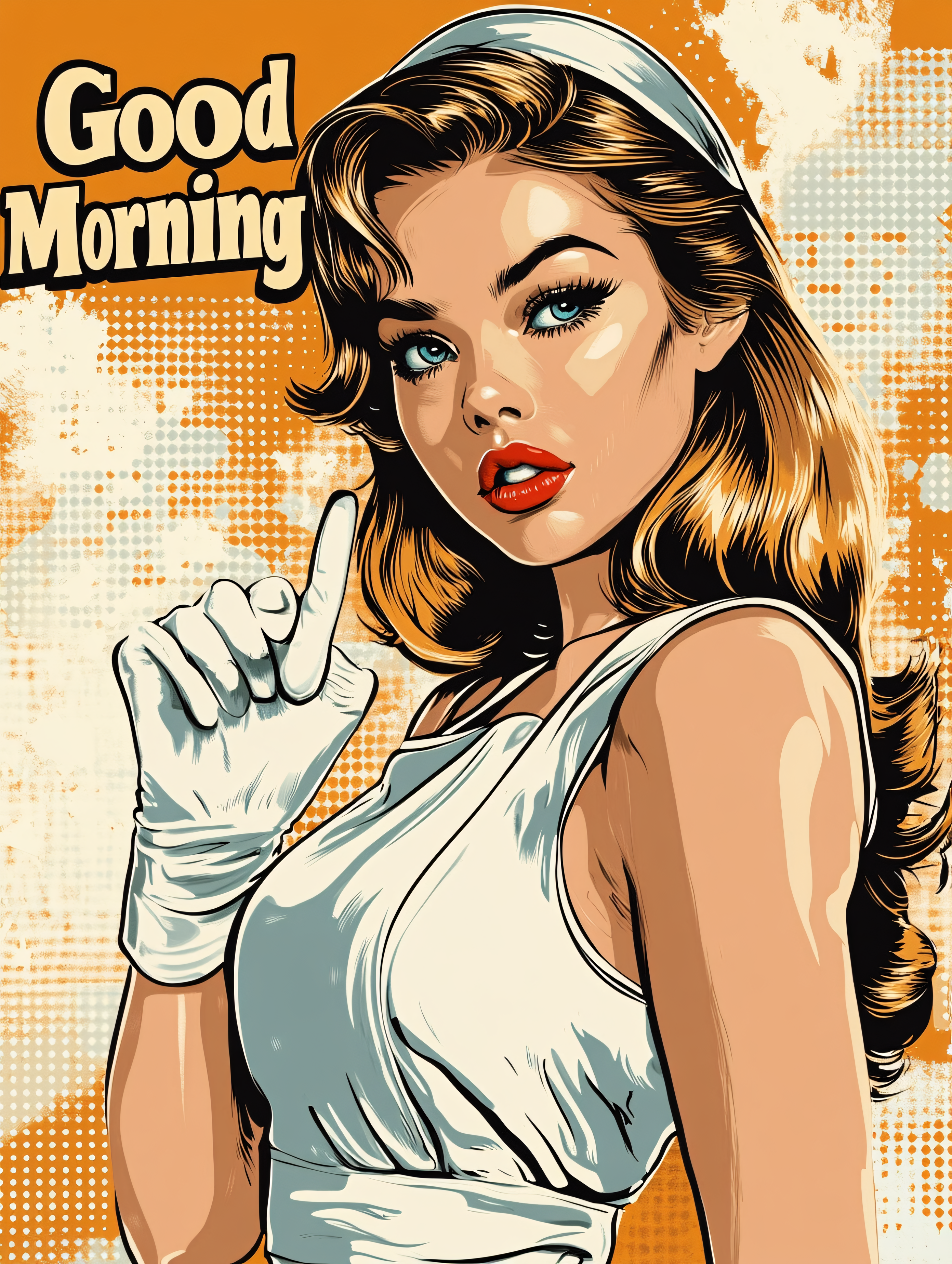 Retro Woman Saying Good Morning