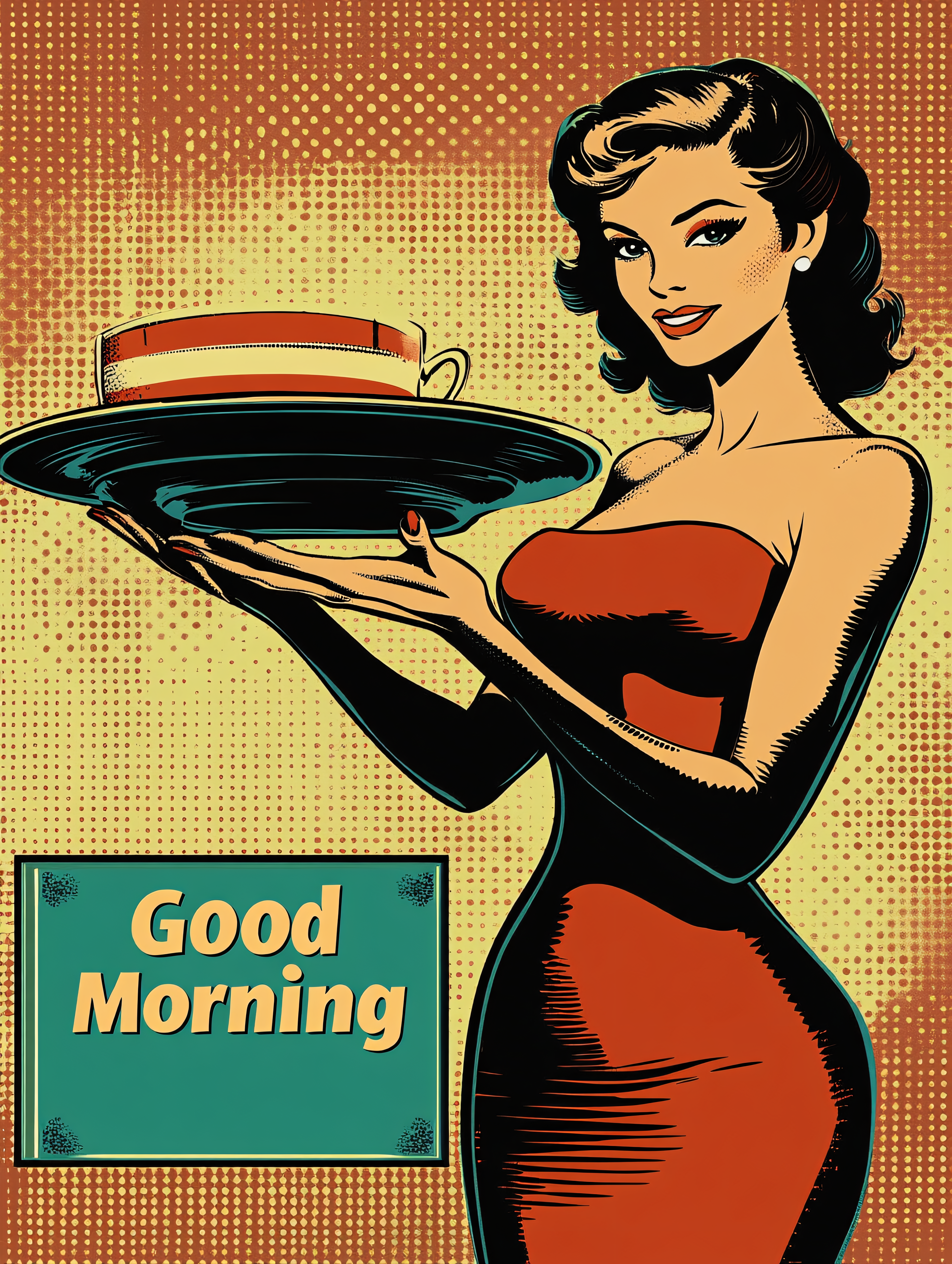 Retro Woman Serving Coffee