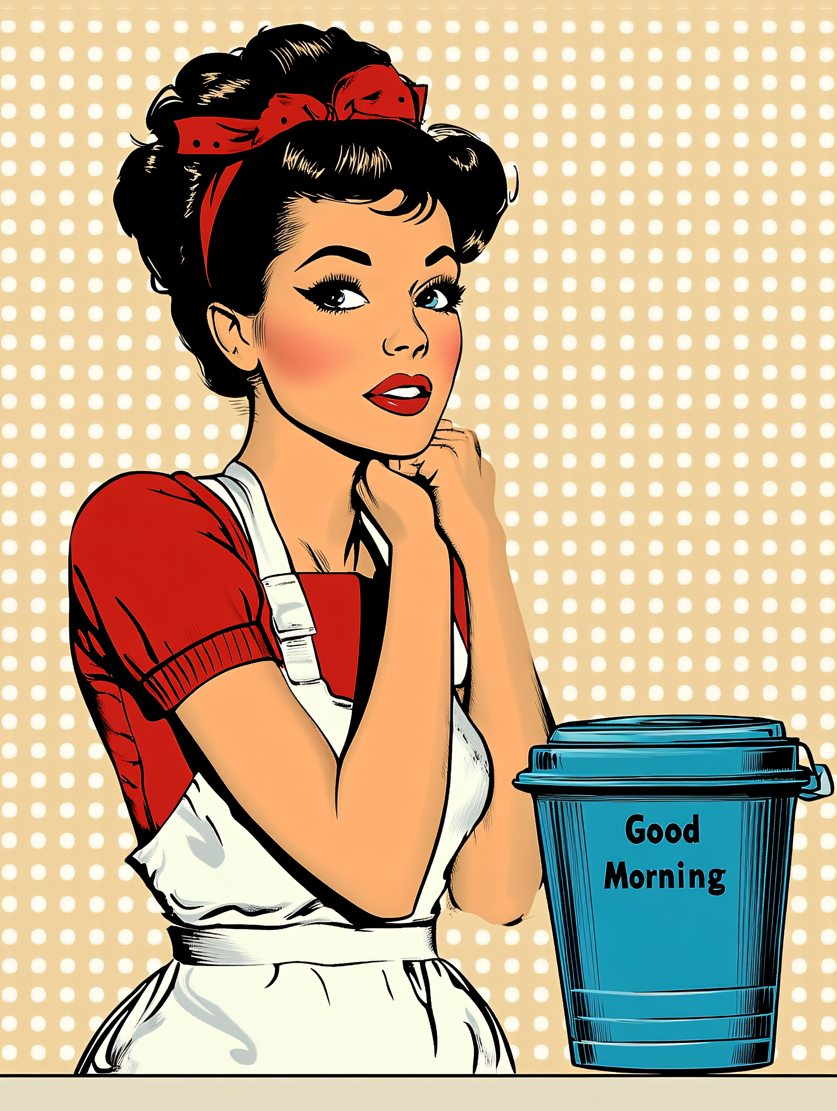 Retro Woman With Coffee Container
