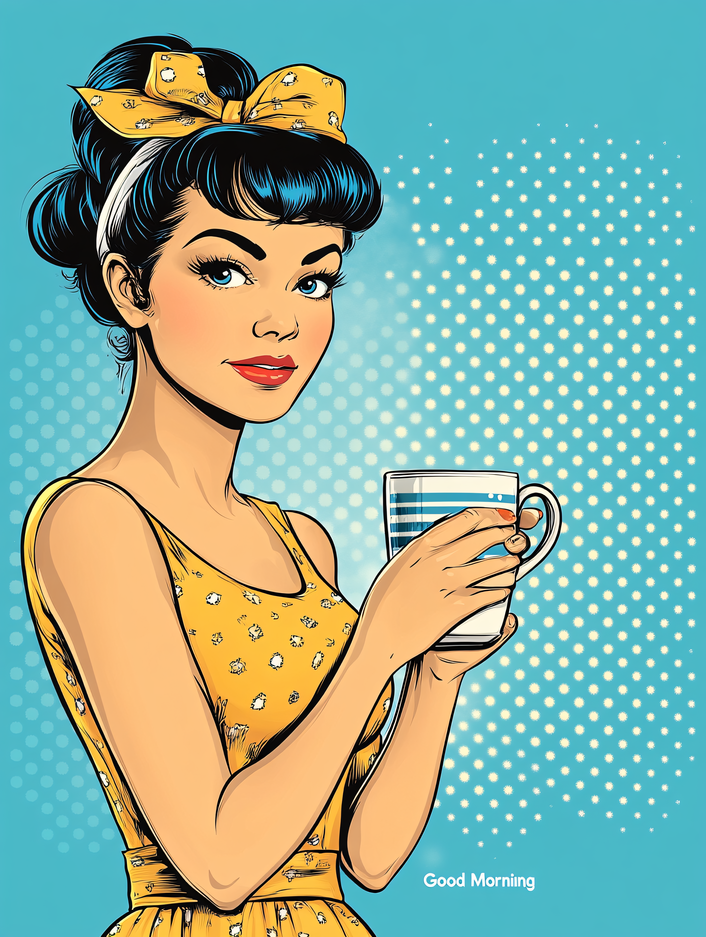 Retro Woman With Coffee Mug