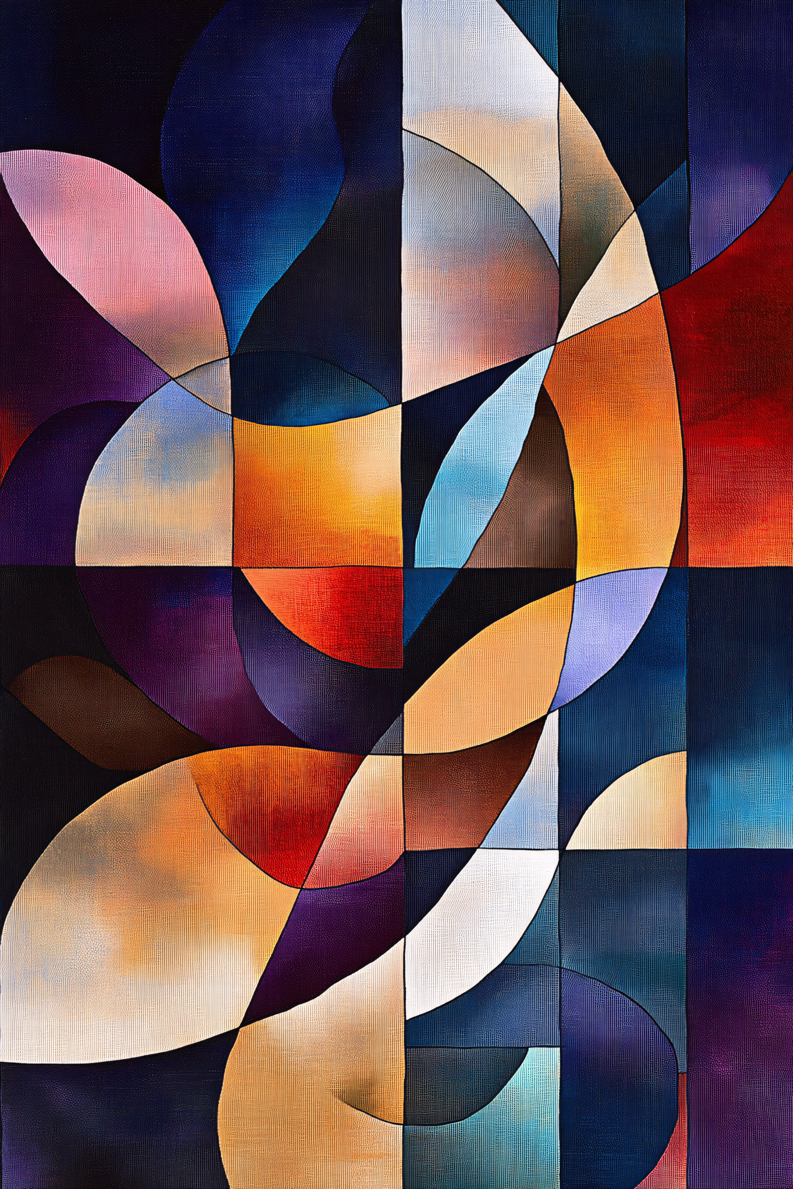 Rhythmic Curves Abstract Composition
