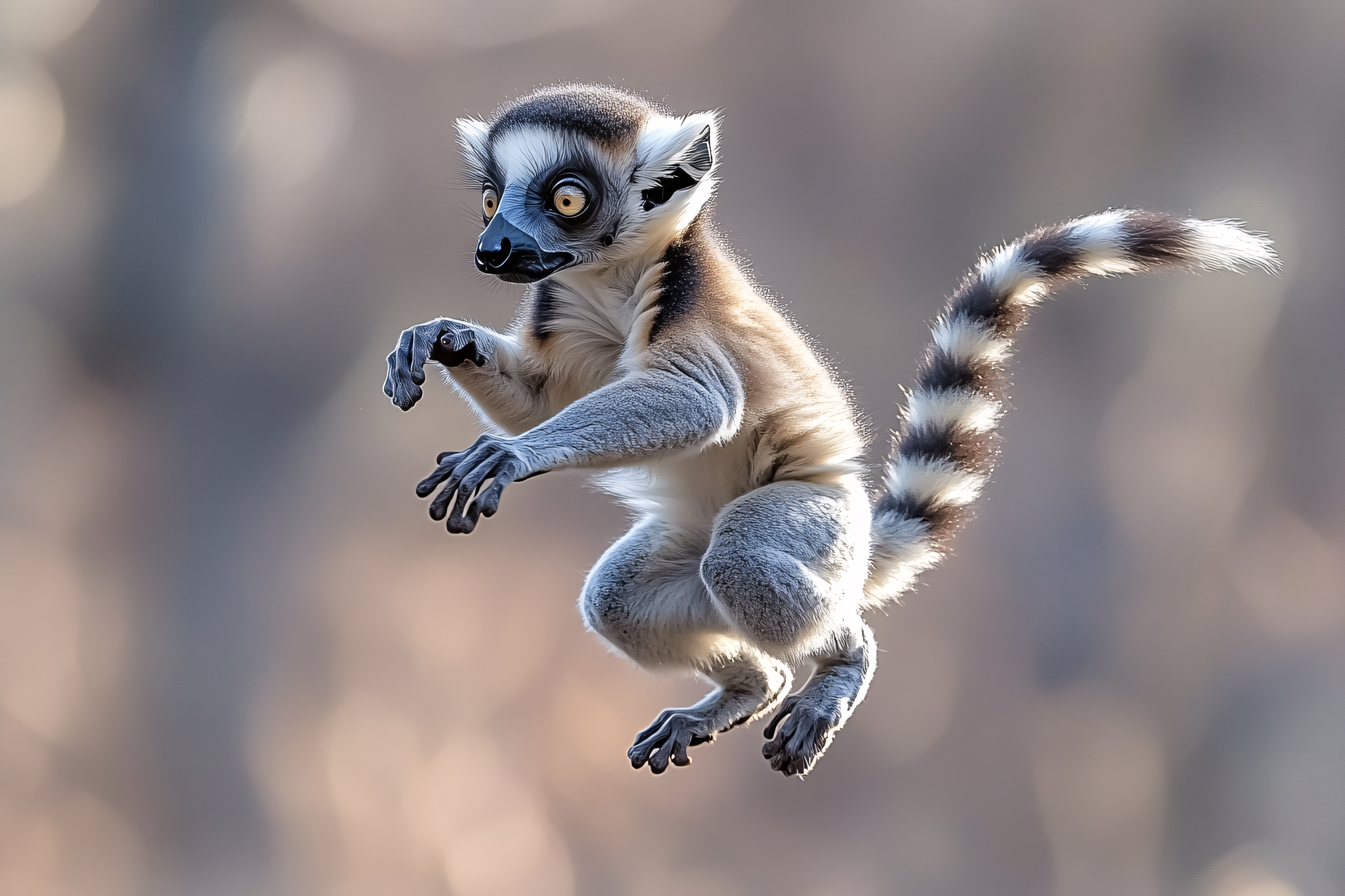 Ring Tailed Lemur Leaping