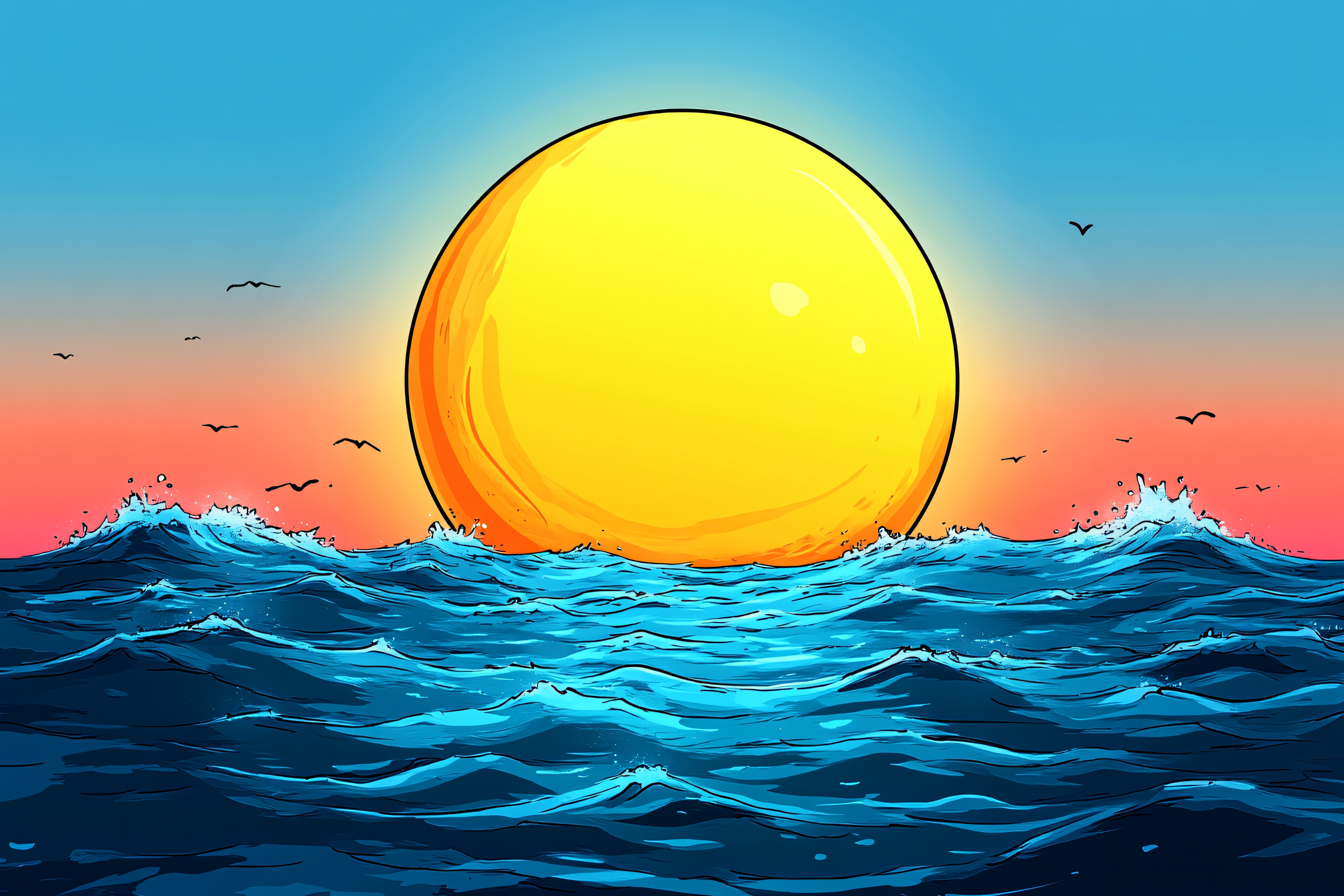 Rising Sun Over Ocean Waves