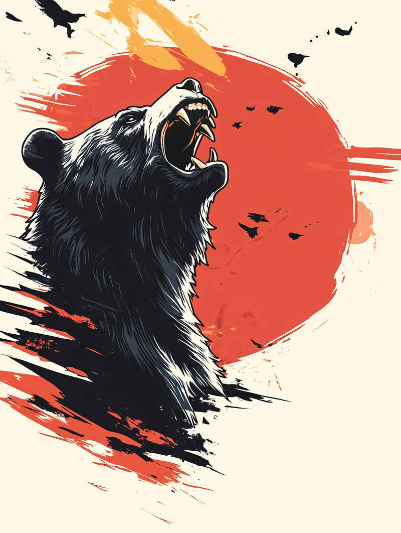 Roaring Bear Against Sunset