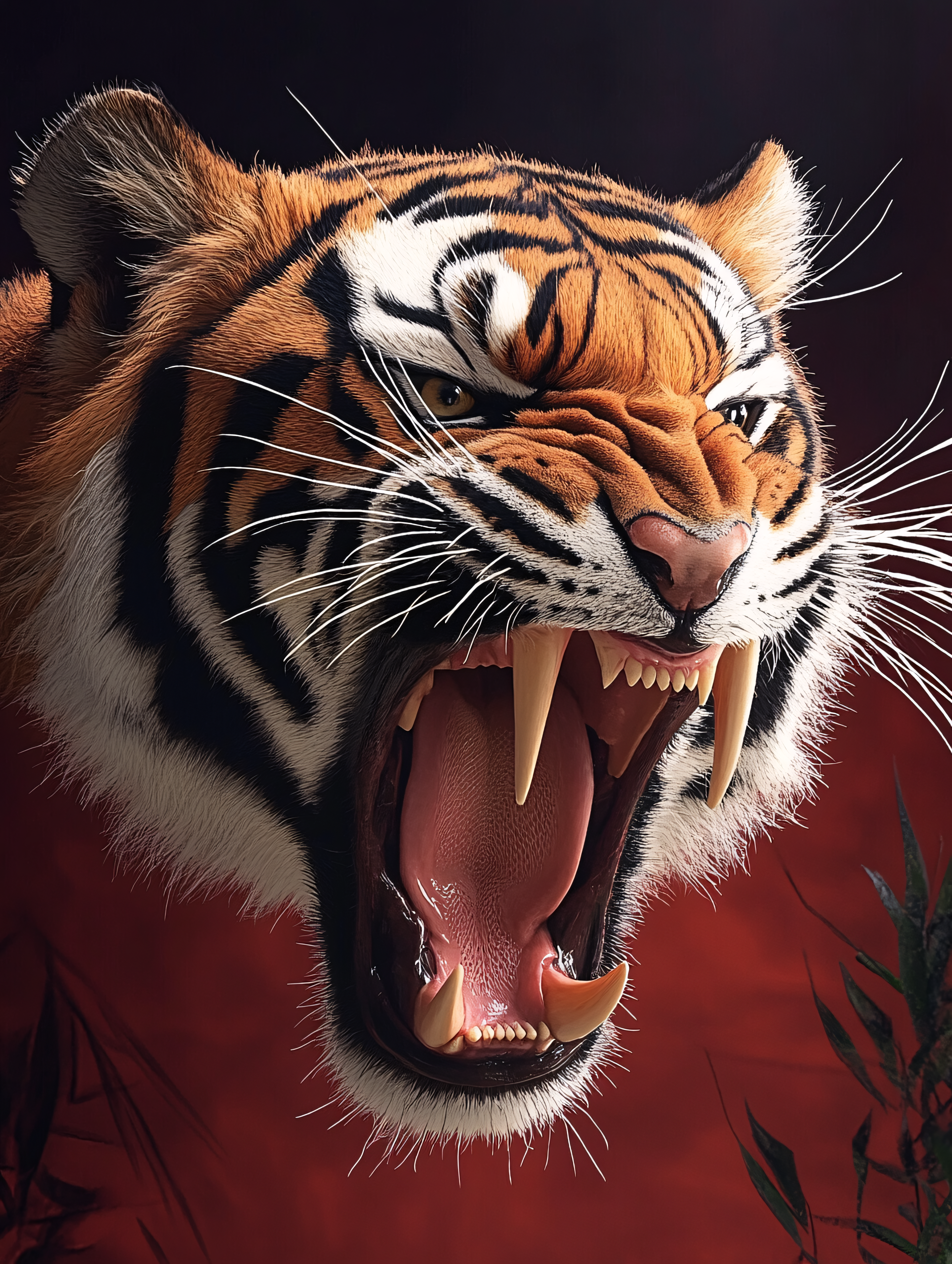 Roaring Tiger Head Close-Up