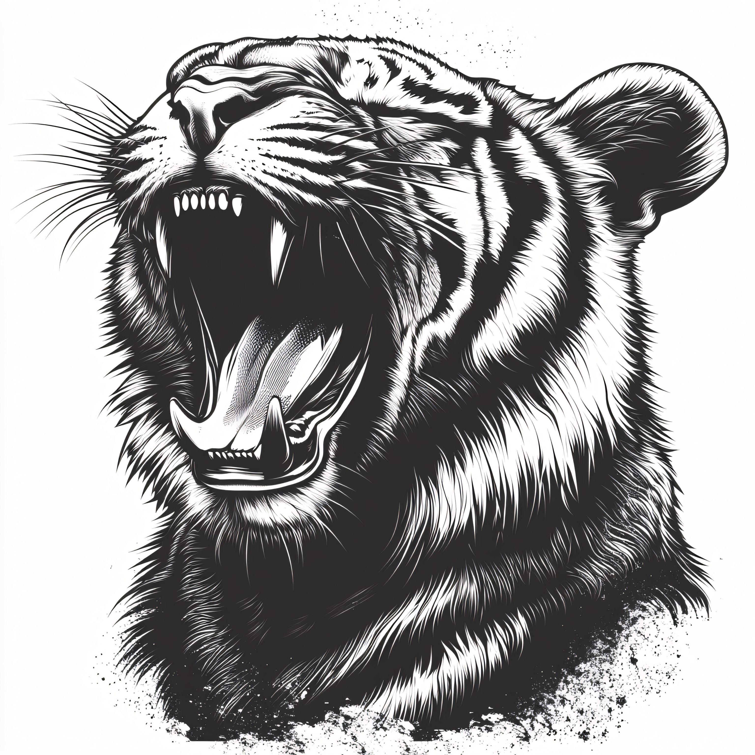 Roaring Tiger Head Illustration