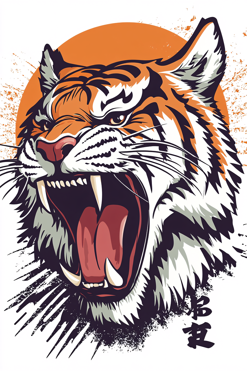 Roaring Tiger Head Illustration