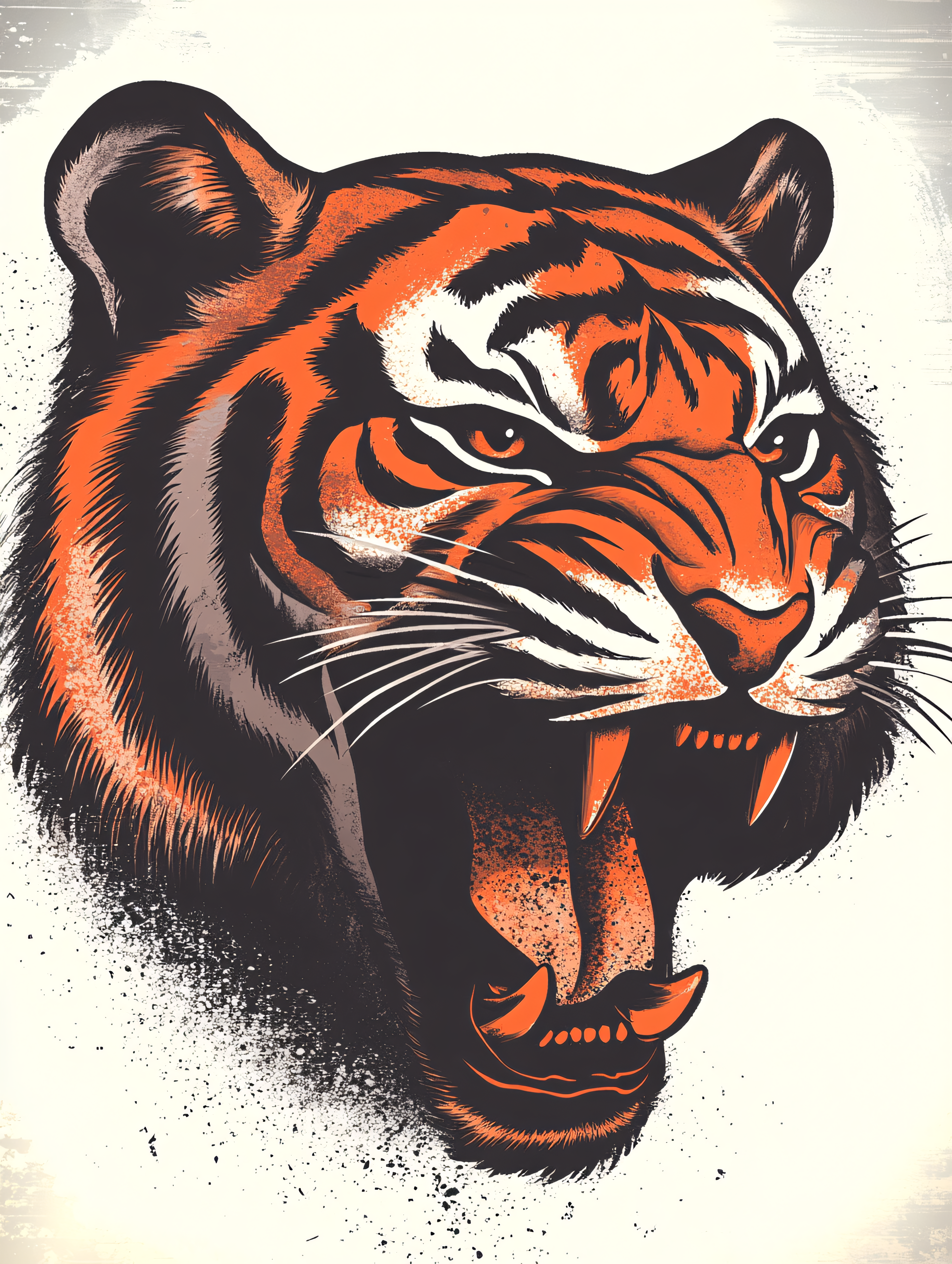 Roaring Tiger Head Illustration