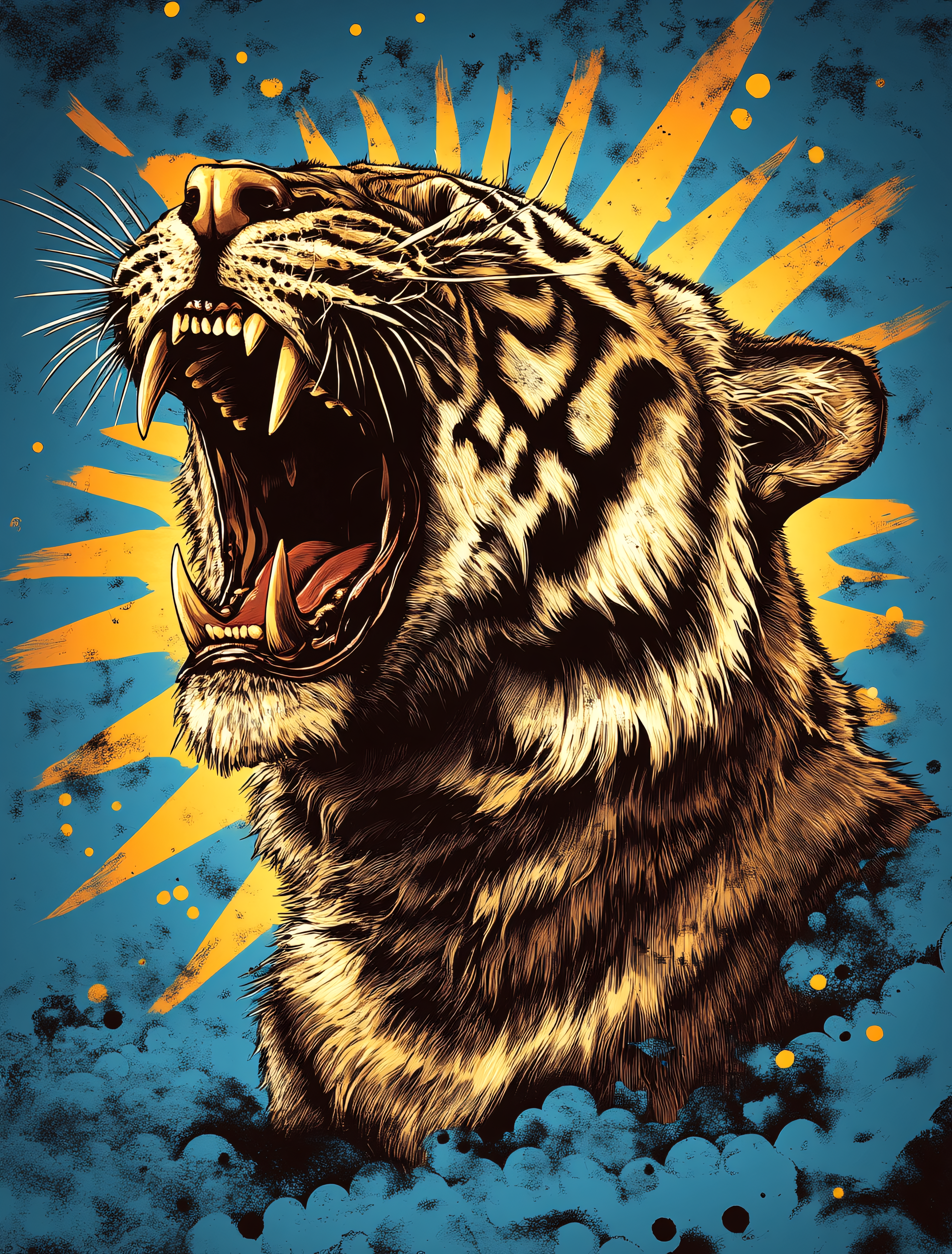 Roaring Tiger Head Illustration