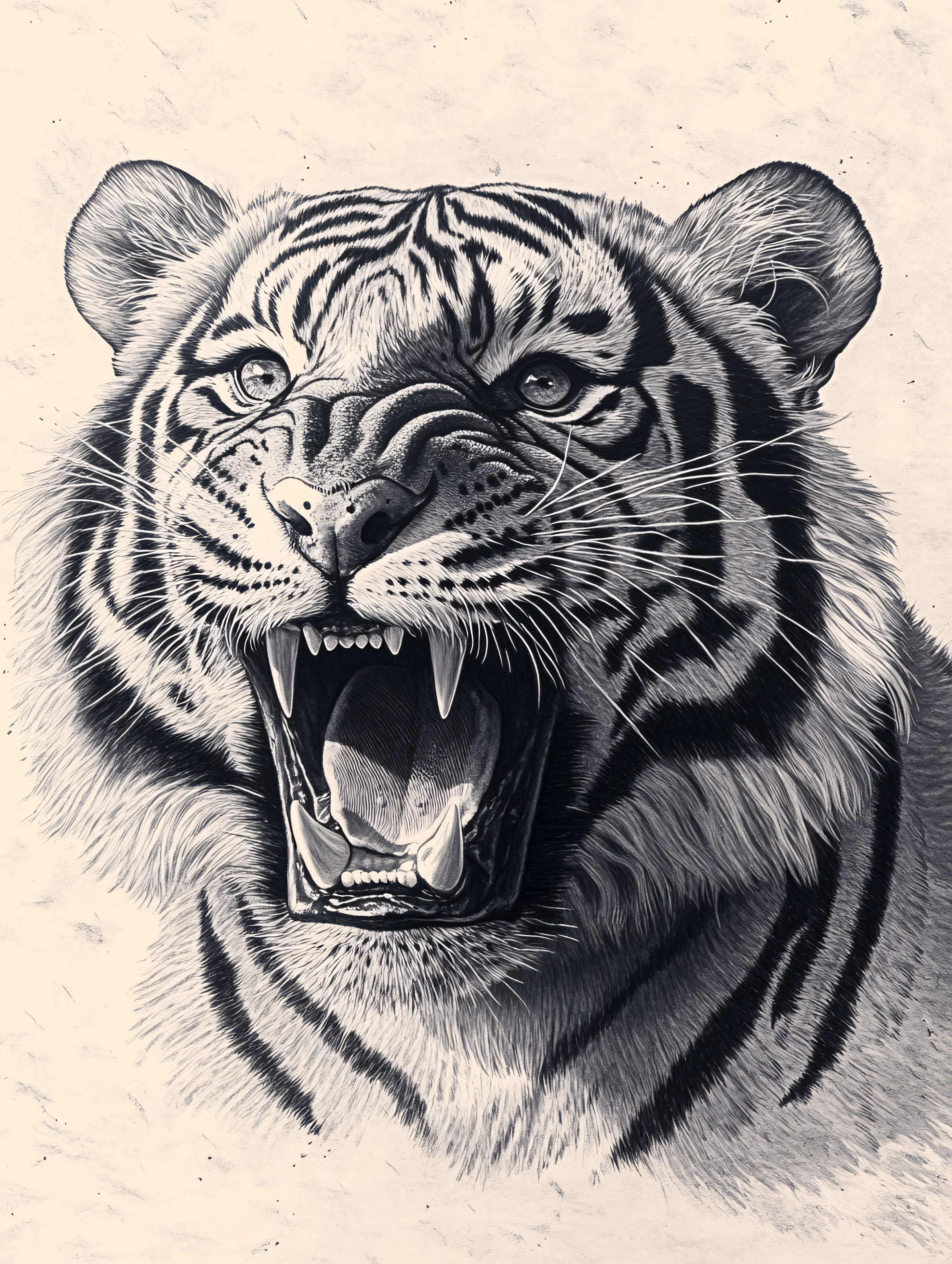 Roaring Tiger Head Portrait