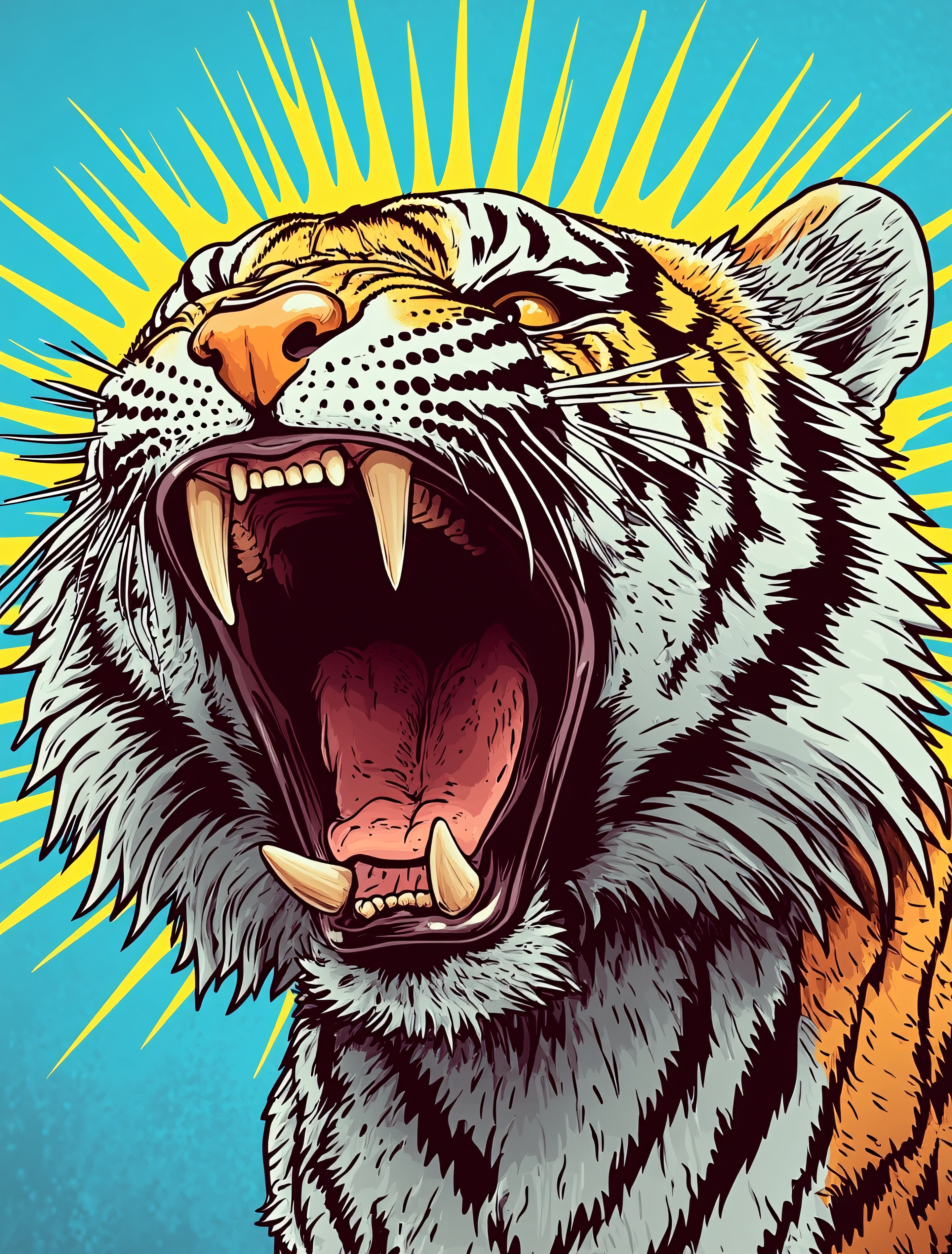 Roaring Tiger Head Vector Illustration